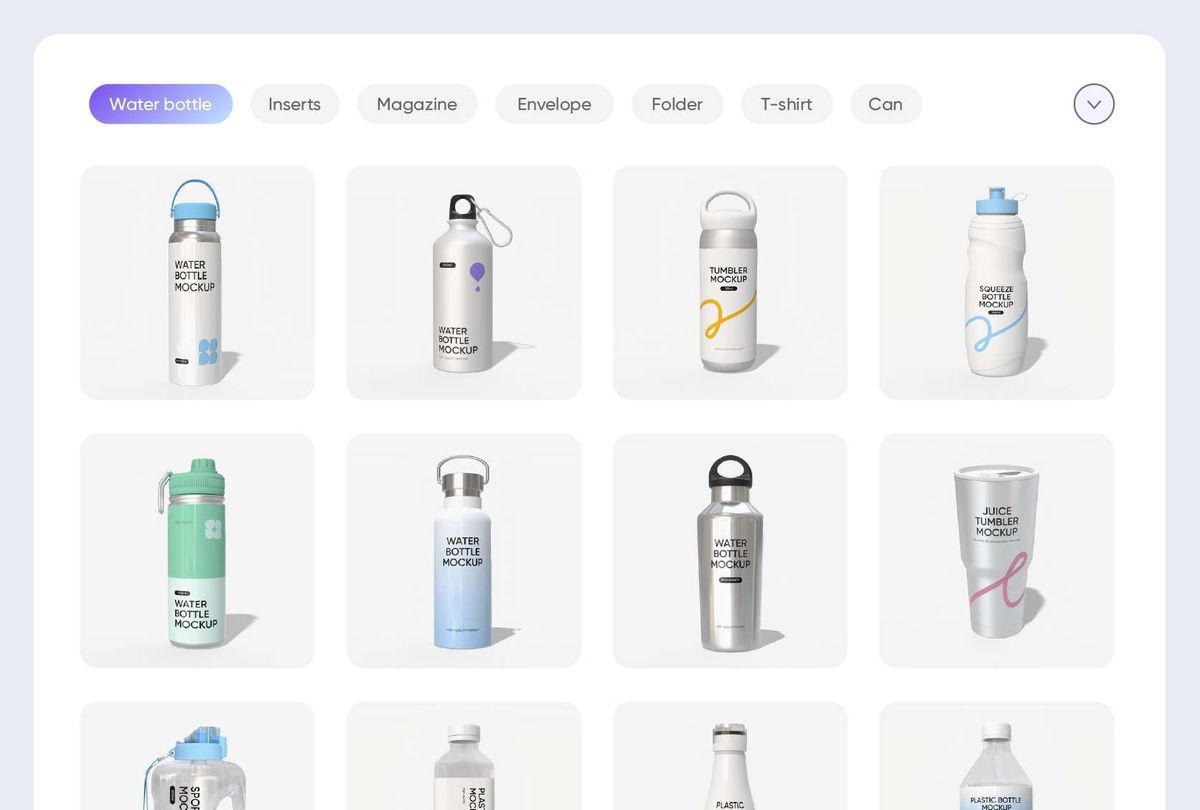 Full coverage of bottle mockup categories Full coverage of bottle mockup categories