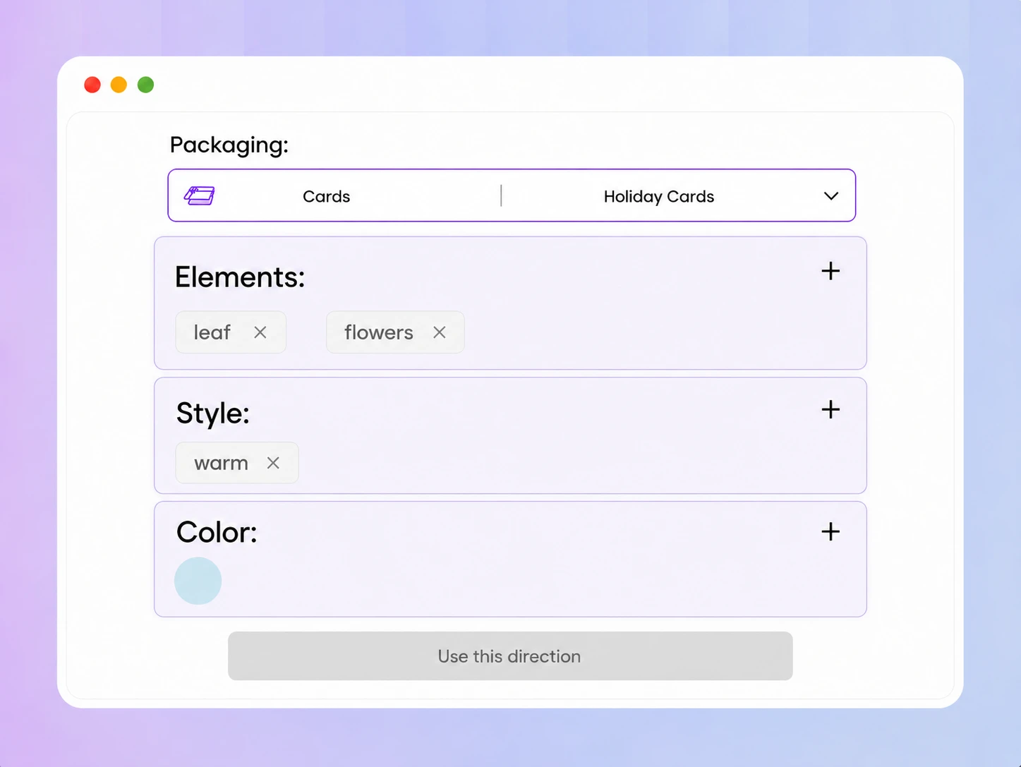 Step 2: Choose elements, style, and colors Step 2: Choose elements, style, and colors