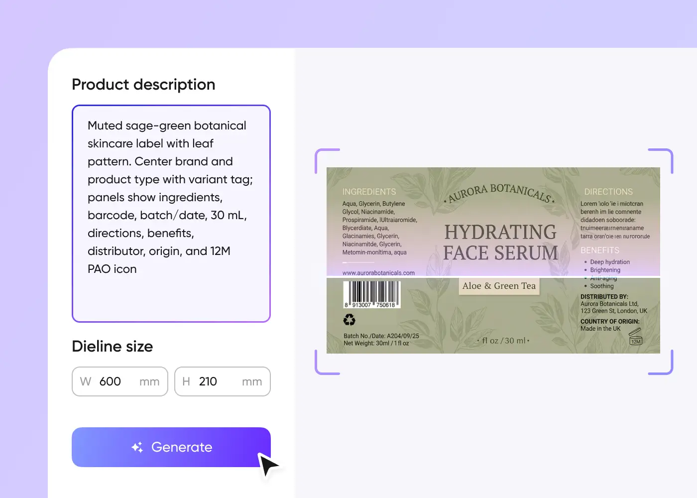 Step 2: Generate wine label Step 2: Generate wine label