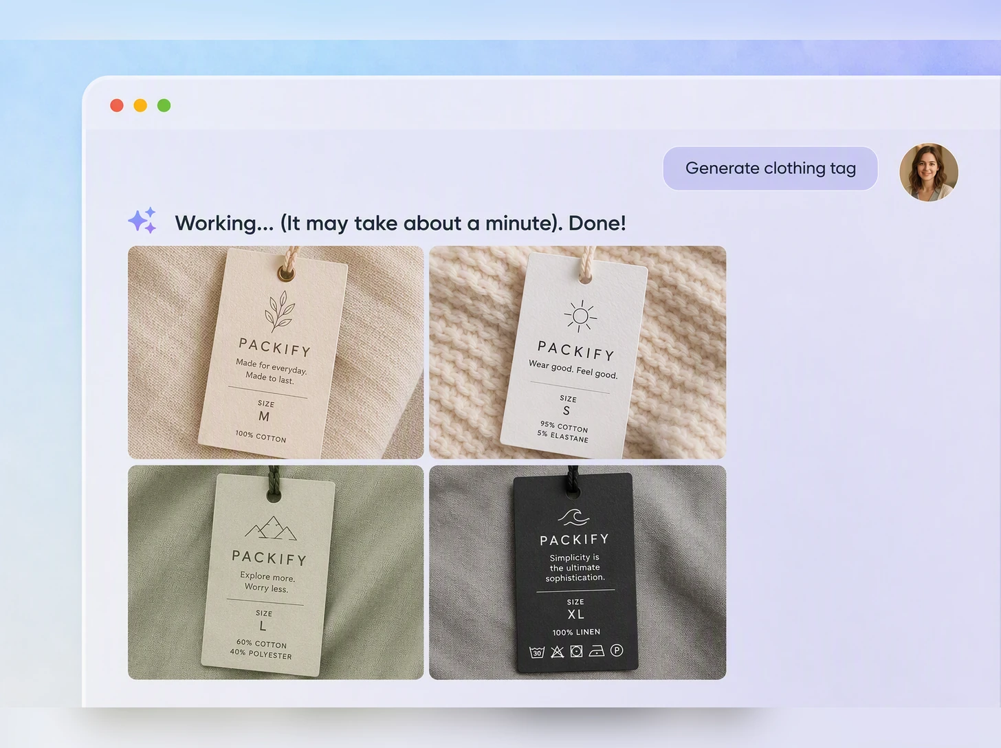 Step 2: Compare clothing tag generator concepts Step 2: Compare clothing tag generator concepts