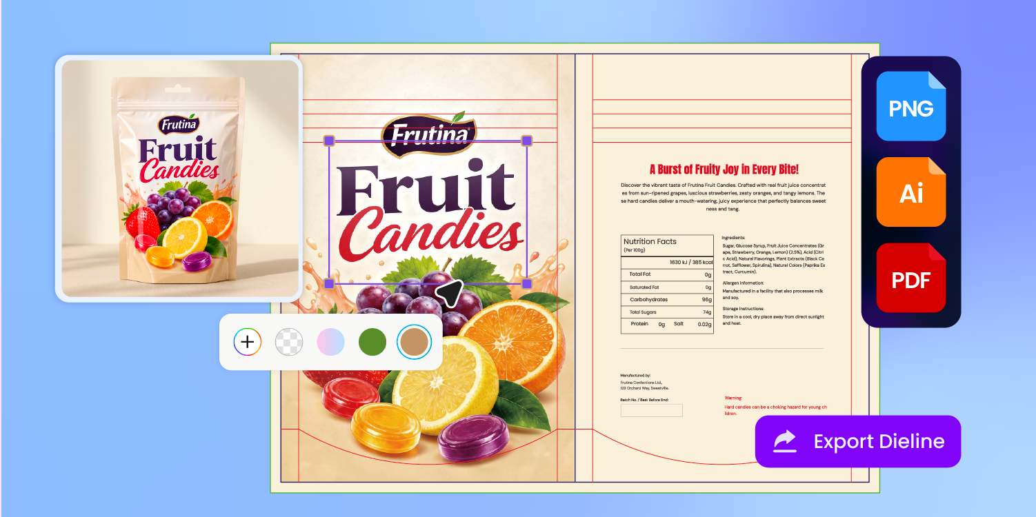 Three engineering zones on every pouch dieline Three engineering zones on every pouch dieline