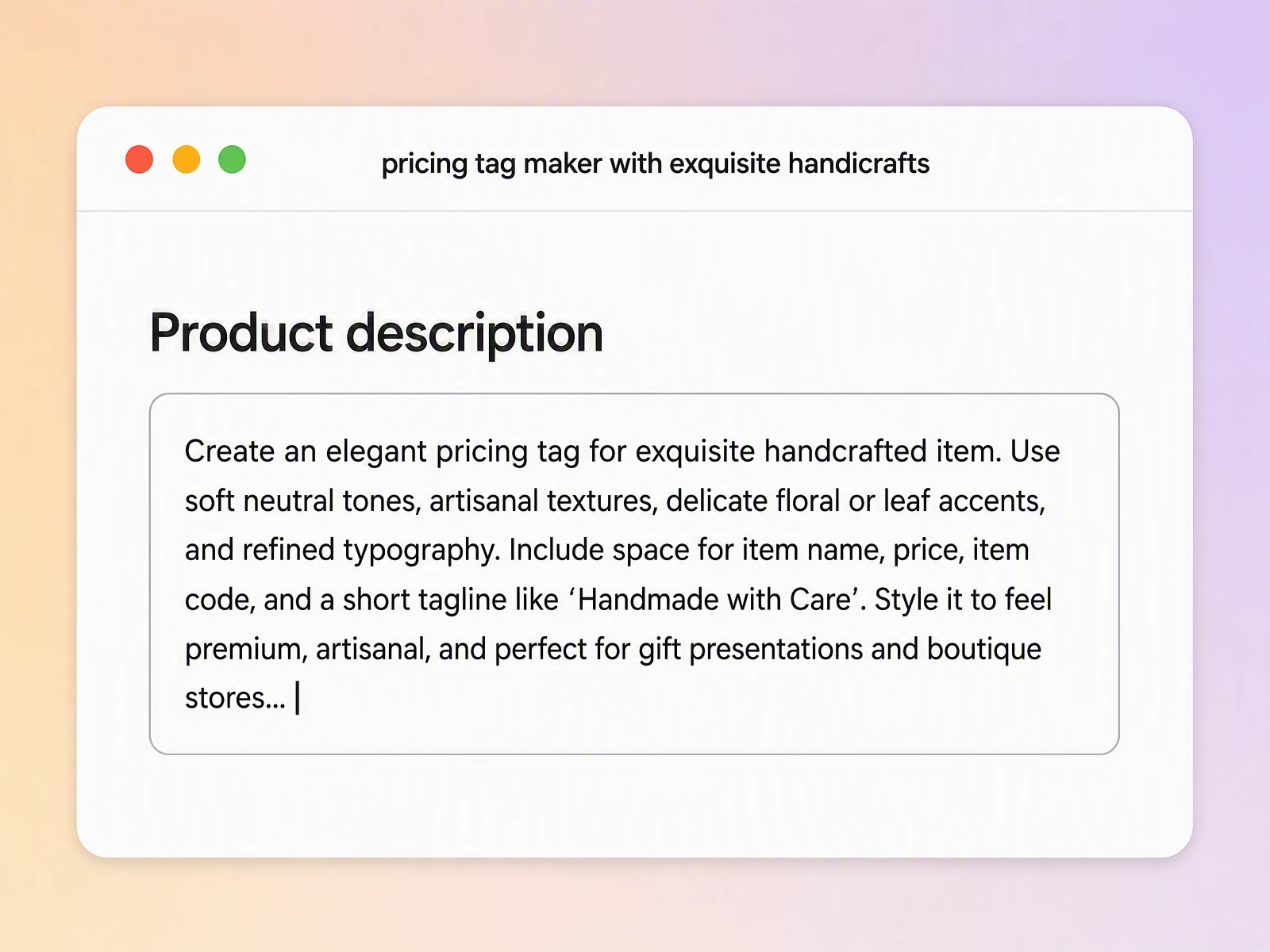 Step 1: Enter your price tag details Step 1: Enter your price tag details