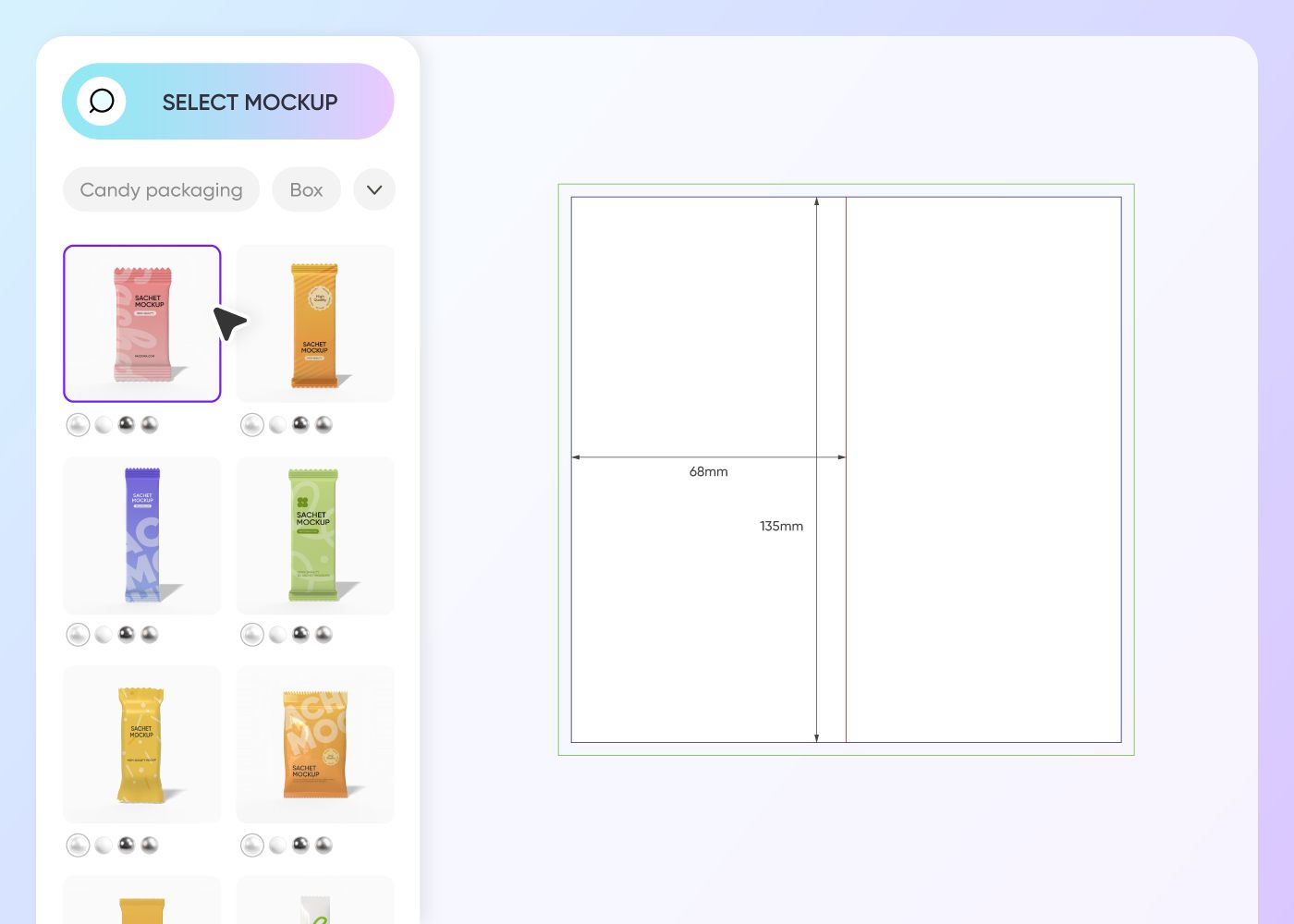 Step 1: Select candy packaging style Step 1: Select candy packaging style