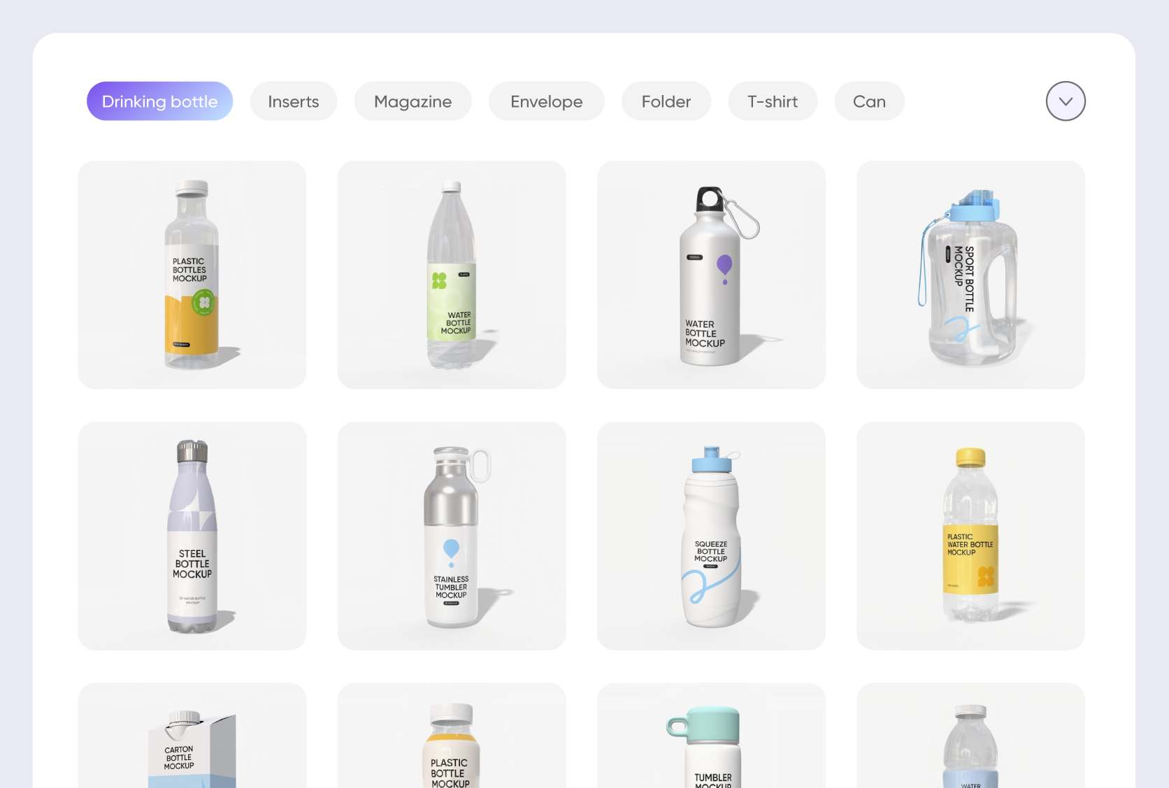 Cobertura completa de mockups de garrafa de água Cobertura completa de mockups de garrafa de água