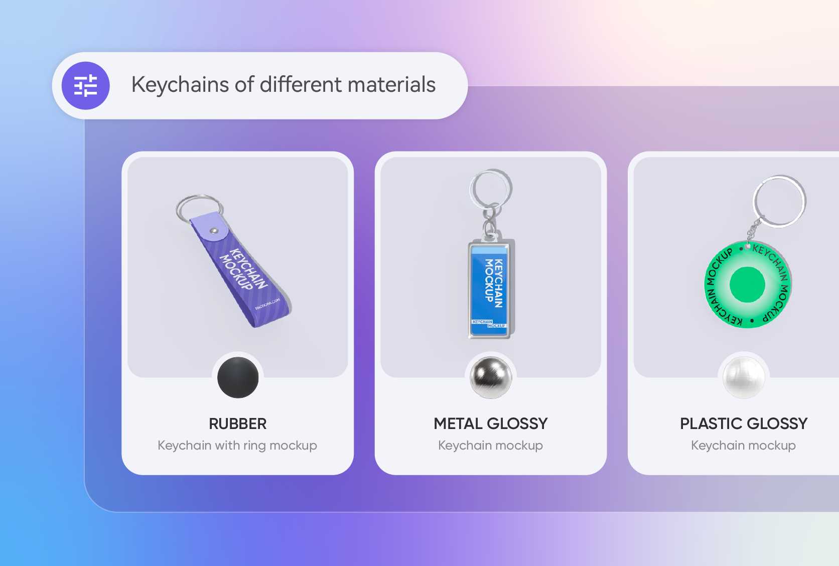 Select realistic keychain mockup materials Select realistic keychain mockup materials