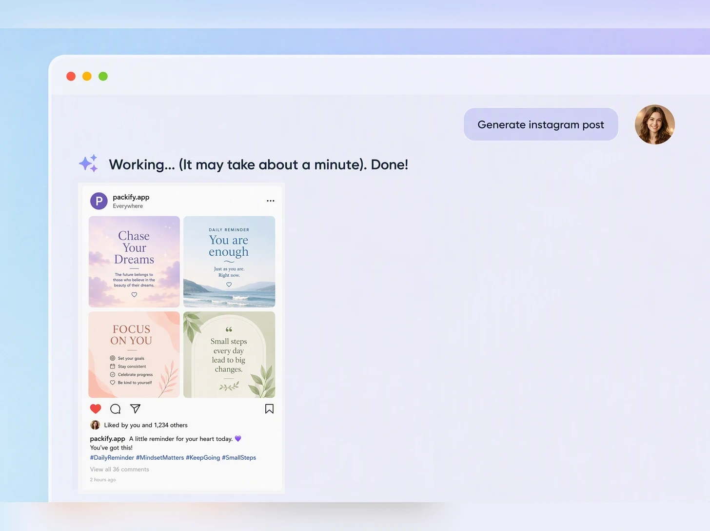 Step 2: Generate your post mockup Step 2: Generate your post mockup