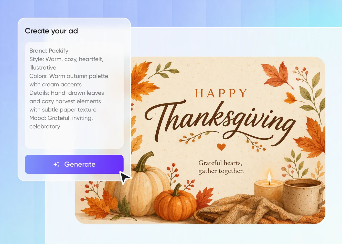 Step 1: Describe your Thanksgiving card thanksgiving-card-generator-describe-your