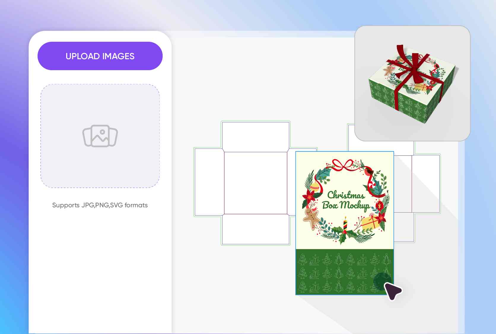 Upload custom graphics for gift box packaging Upload custom graphics for gift box packaging
