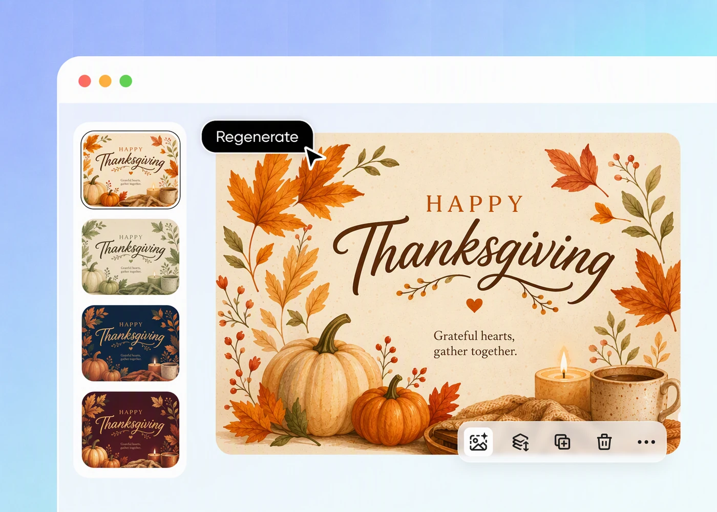 Step 2: Generate and review your design thanksgiving-card-generator-generate-and-review-your-design
