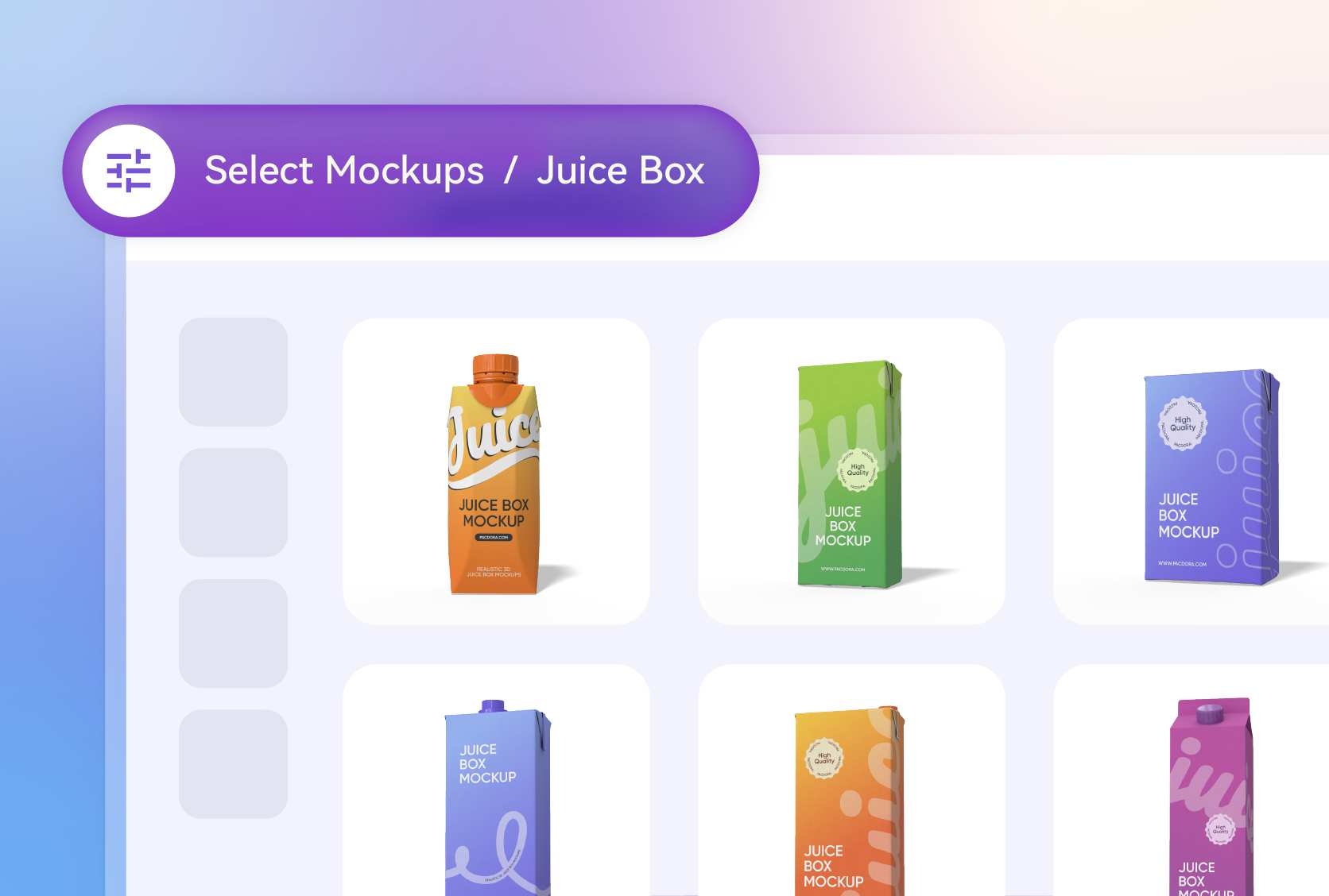 Multiple juice box designs for users Multiple juice box designs for users