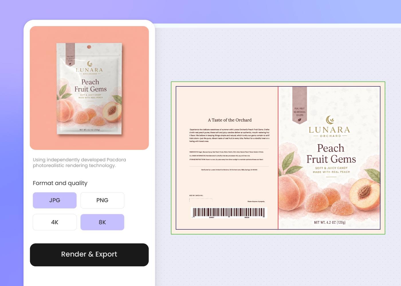 Step 3: Export dielines, 3D mockup, and shelf render Step 3: Export dielines, 3D mockup, and shelf render