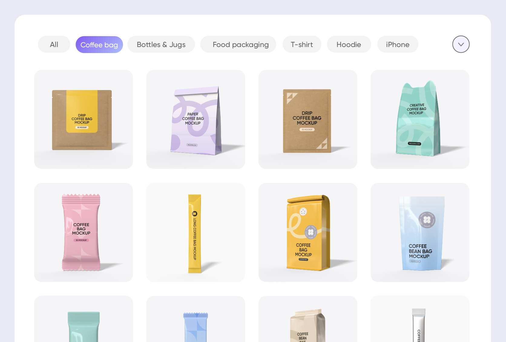 Full coverage of coffee bag mockup categories Full coverage of coffee bag mockup categories