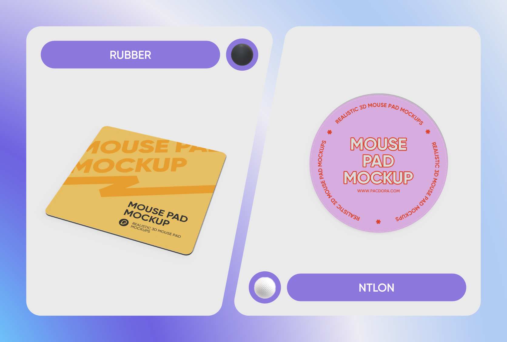 Different materials for every mouse pad mockup Different materials for every mouse pad mockup