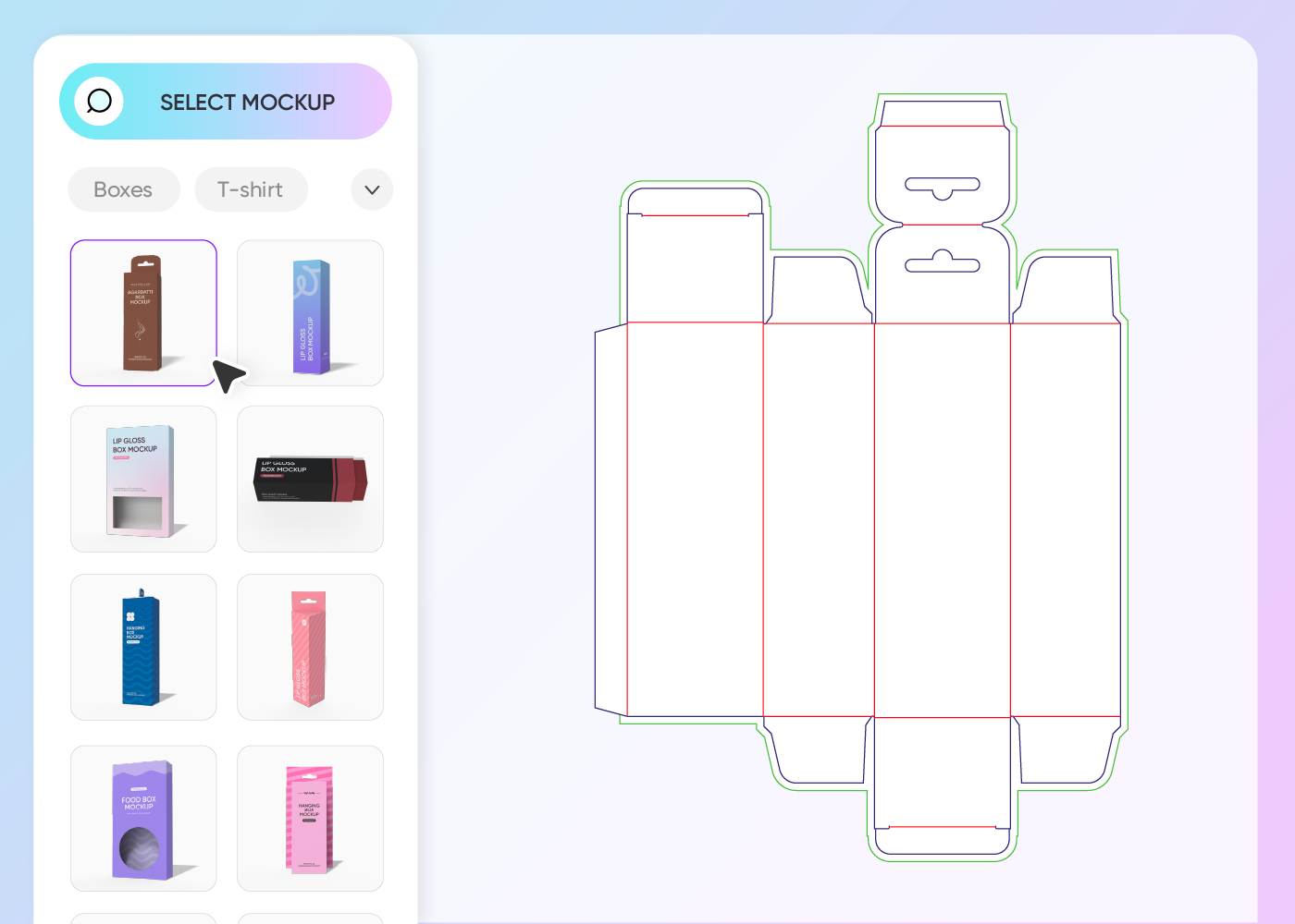 Step 1: Select a lip gloss box mockup Step 1: Select a lip gloss box mockup