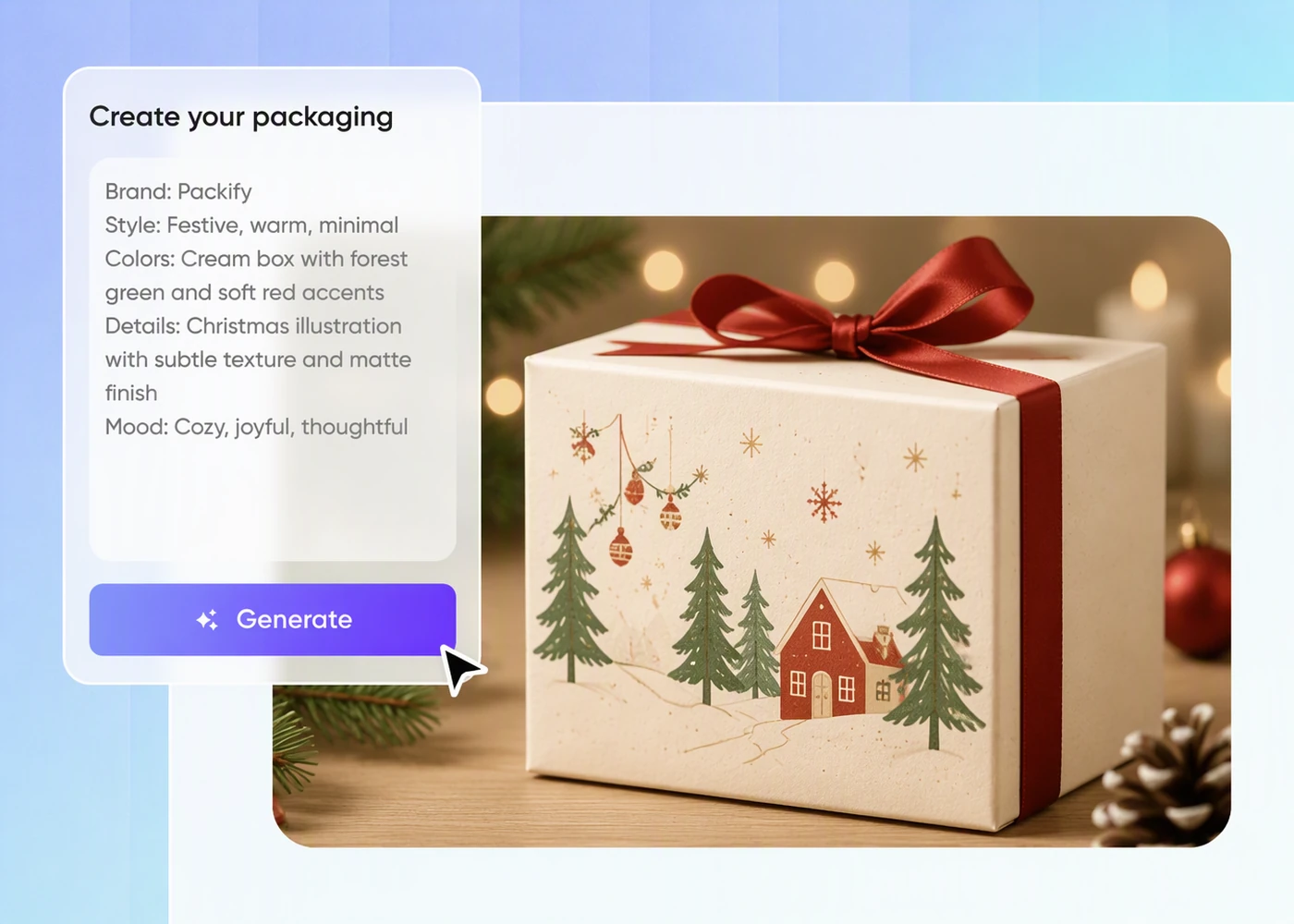 Step 1: Describe the mood and add your logo christmas-box-design-describe-the-mood-and-add-your-logo