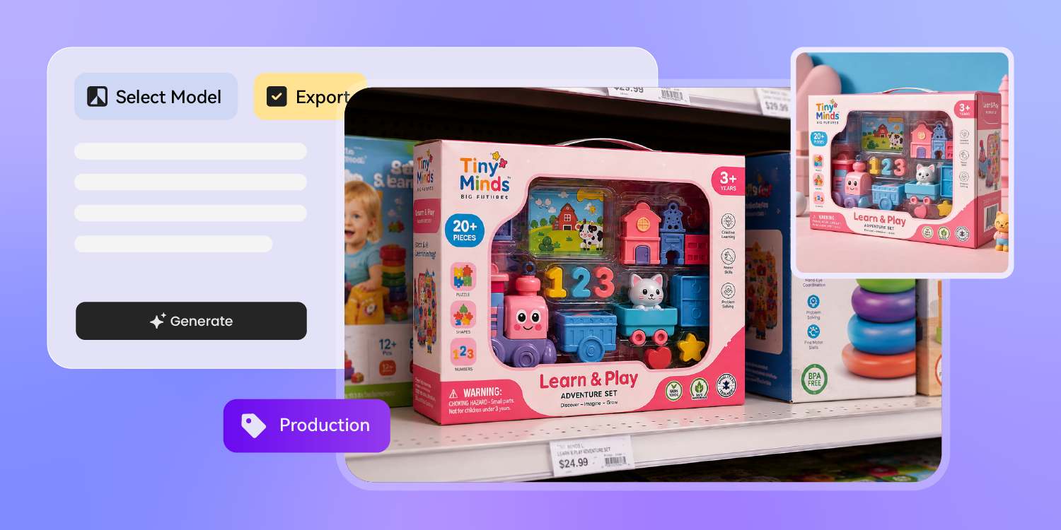 Dieline and listing visuals in one shot Dieline and listing visuals in one shot
