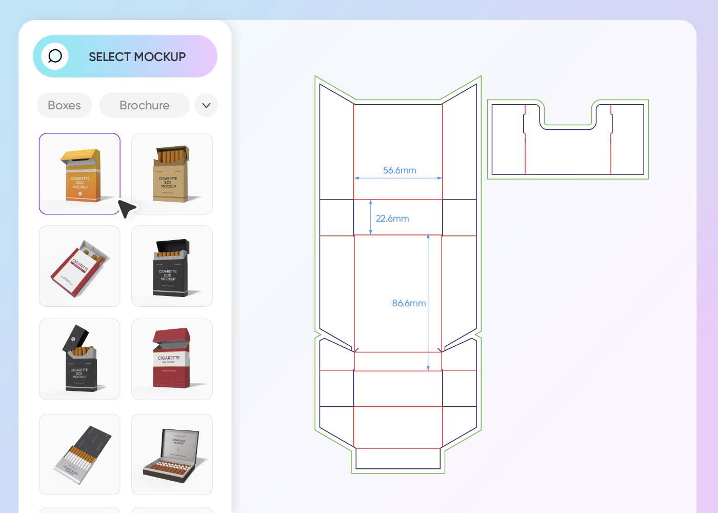 Step 1: Select your cigarette box mockup Step 1: Select your cigarette box mockup
