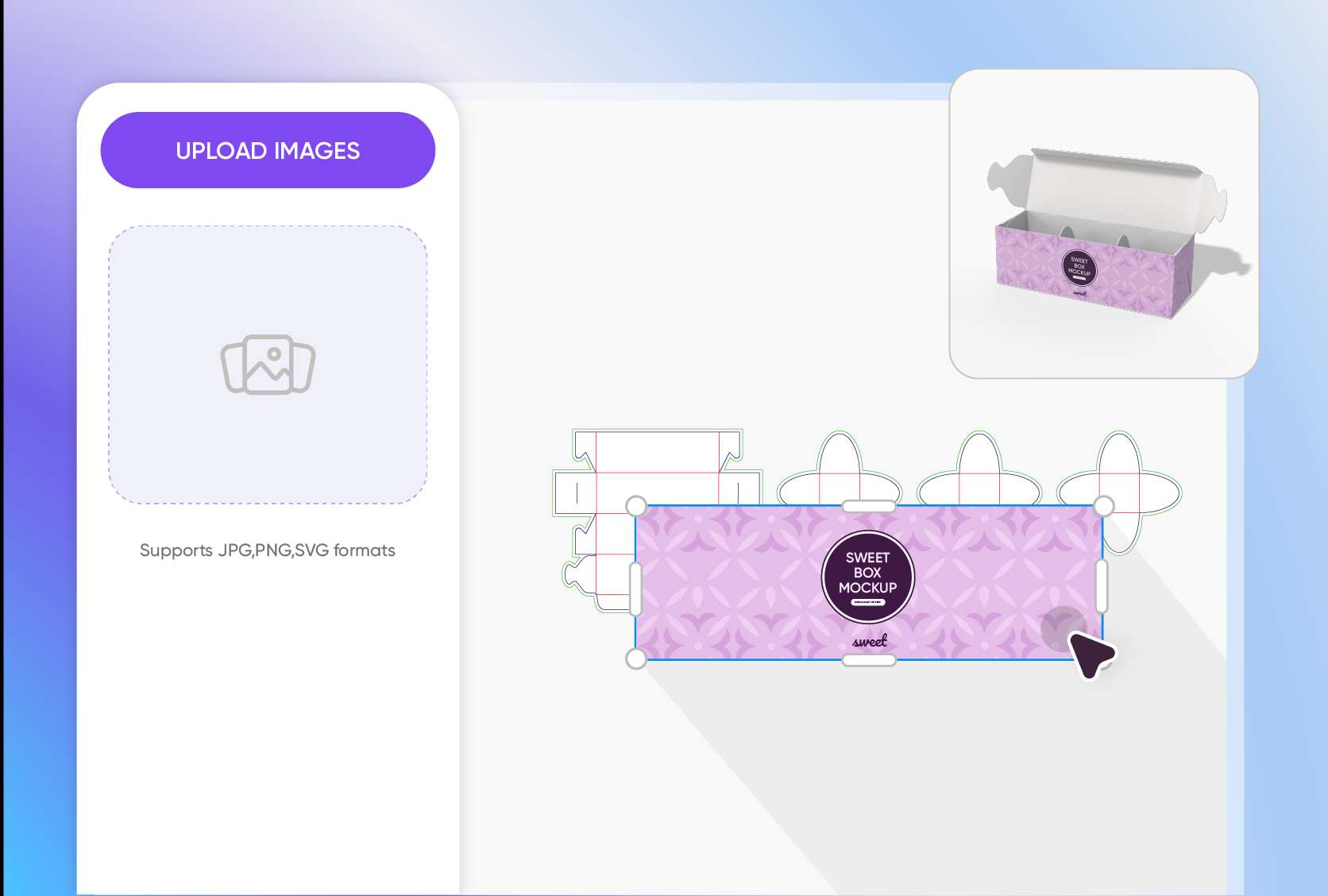 Upload appealing designs for your box Upload appealing designs for your box