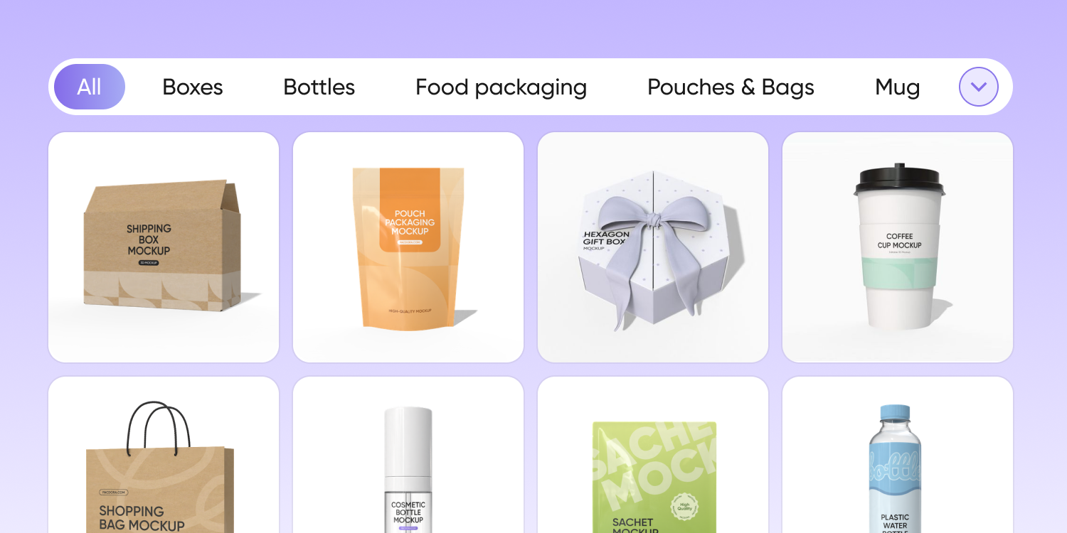 3D packaging mockups, all in one place 3D packaging mockups, all in one place