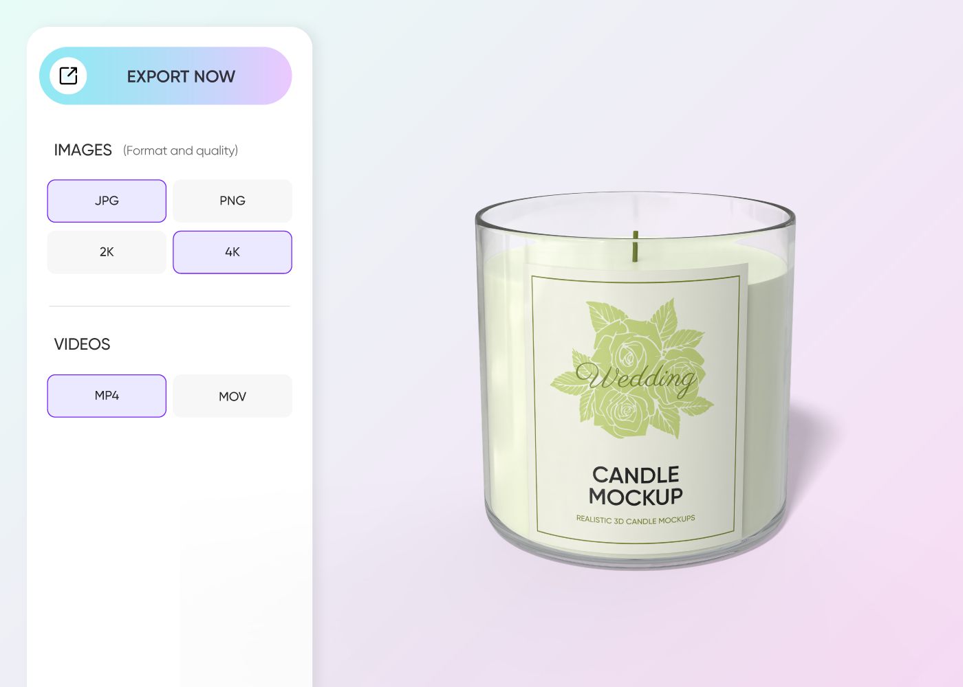 Step 3: Export your candle design Step 3: Export your candle design