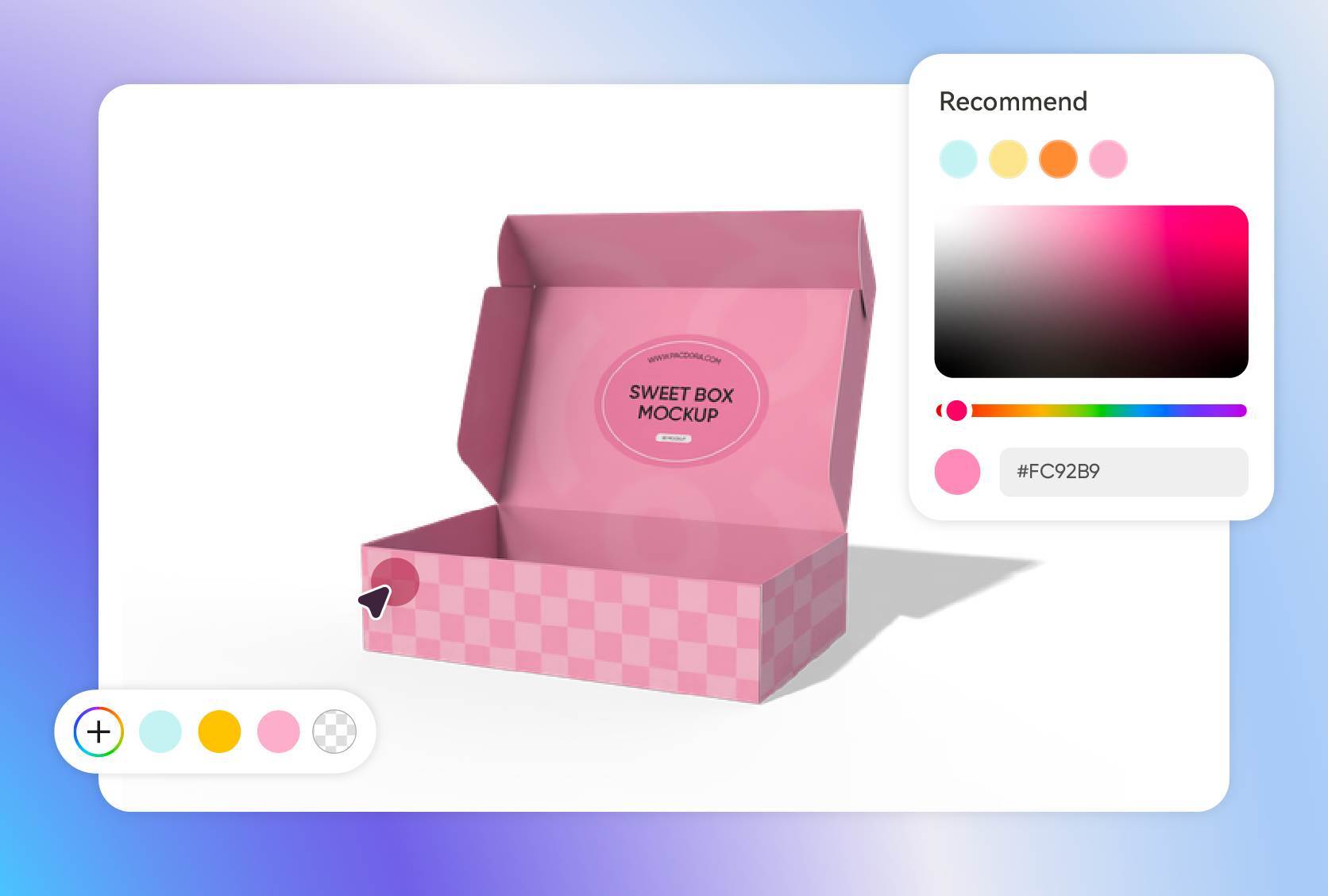 Colores adecuados que destacan la caja de pastel Colores adecuados que destacan la caja de pastel