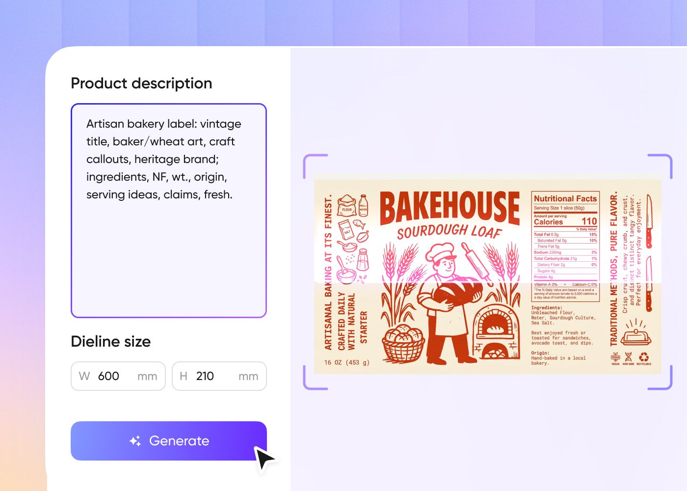 Packify AI Bakery Label Generator | Design Bakery Labels