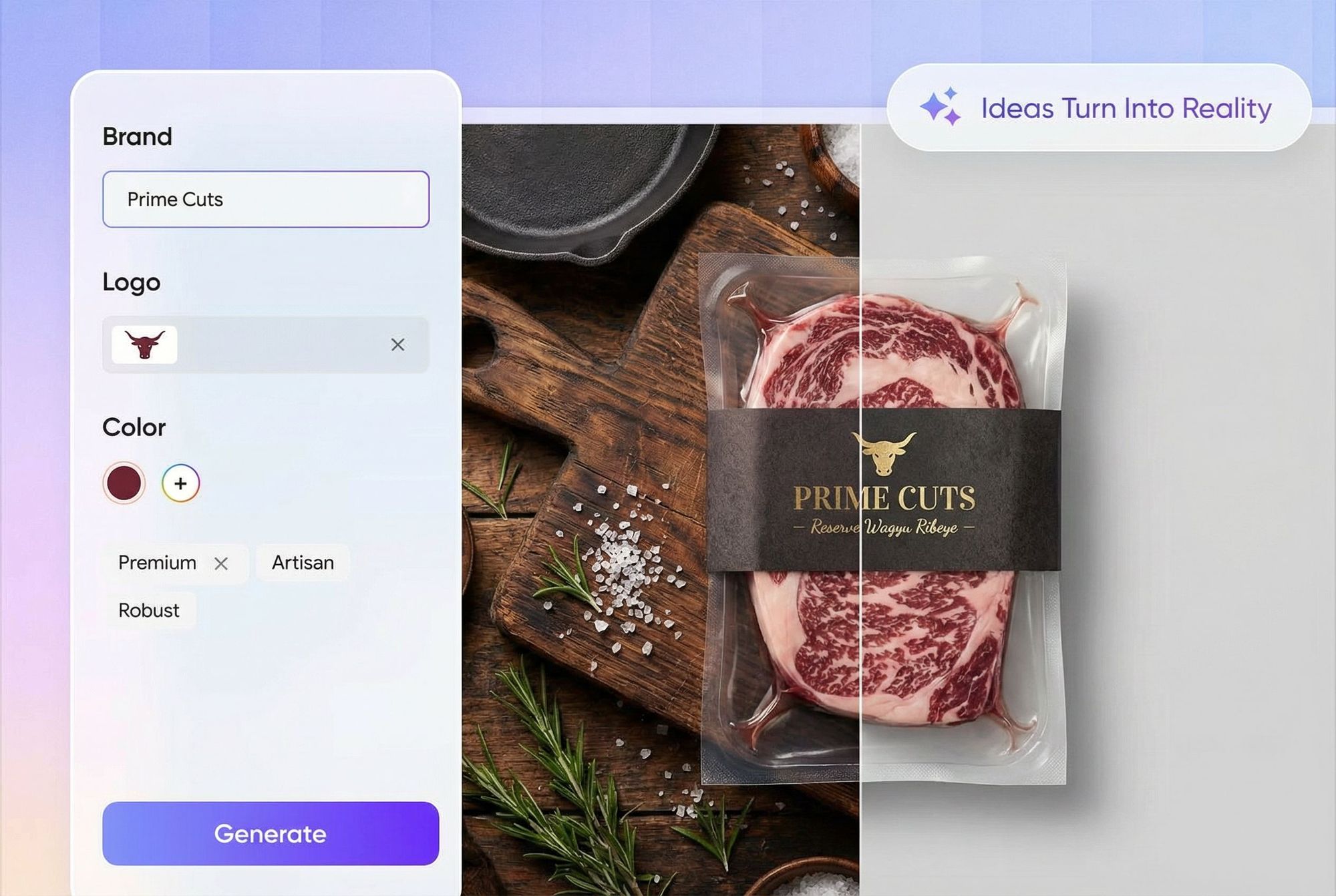Packify AI Meat Label Generator | Design Meat Labels Free