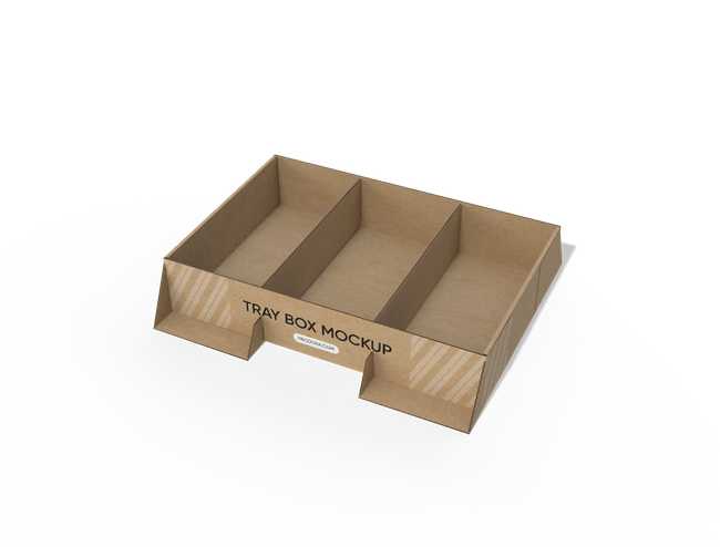 Three-compartment trapezoidal display tray box