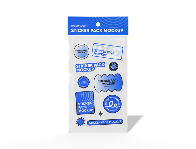 Branded Sticker Pack Printing with Printed Header Packaging reference
