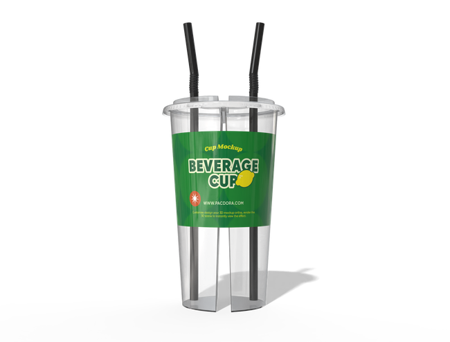 Dual-Chamber Beverage Cup with Dual-Straw Lid packaging reference