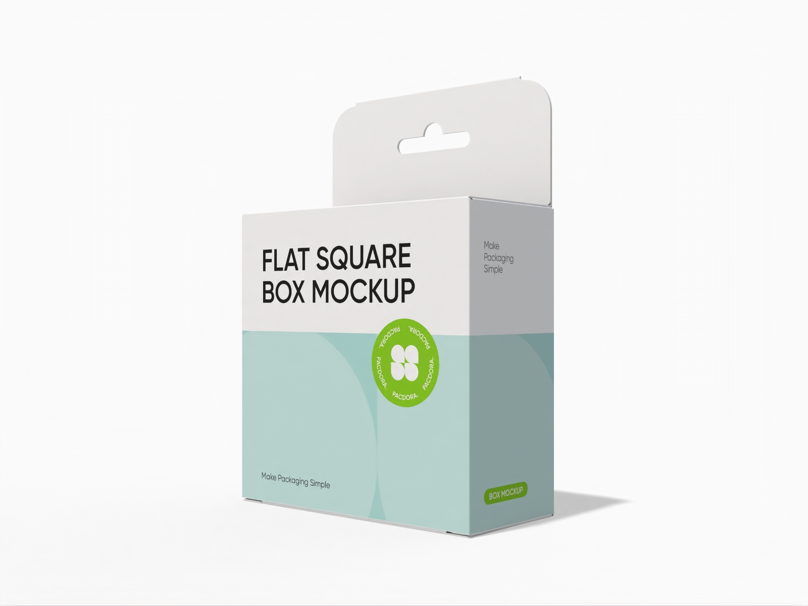Flat square box with hanger mockup
