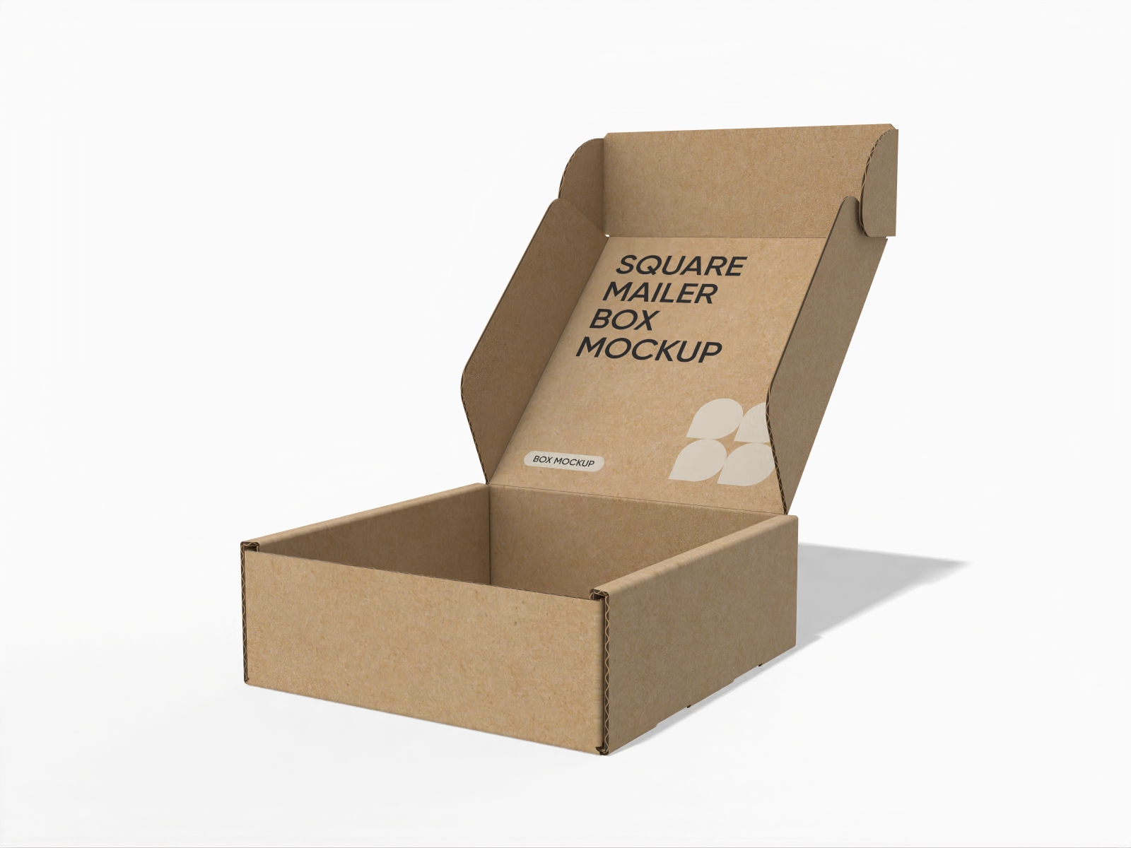 Open square mailer box mockup