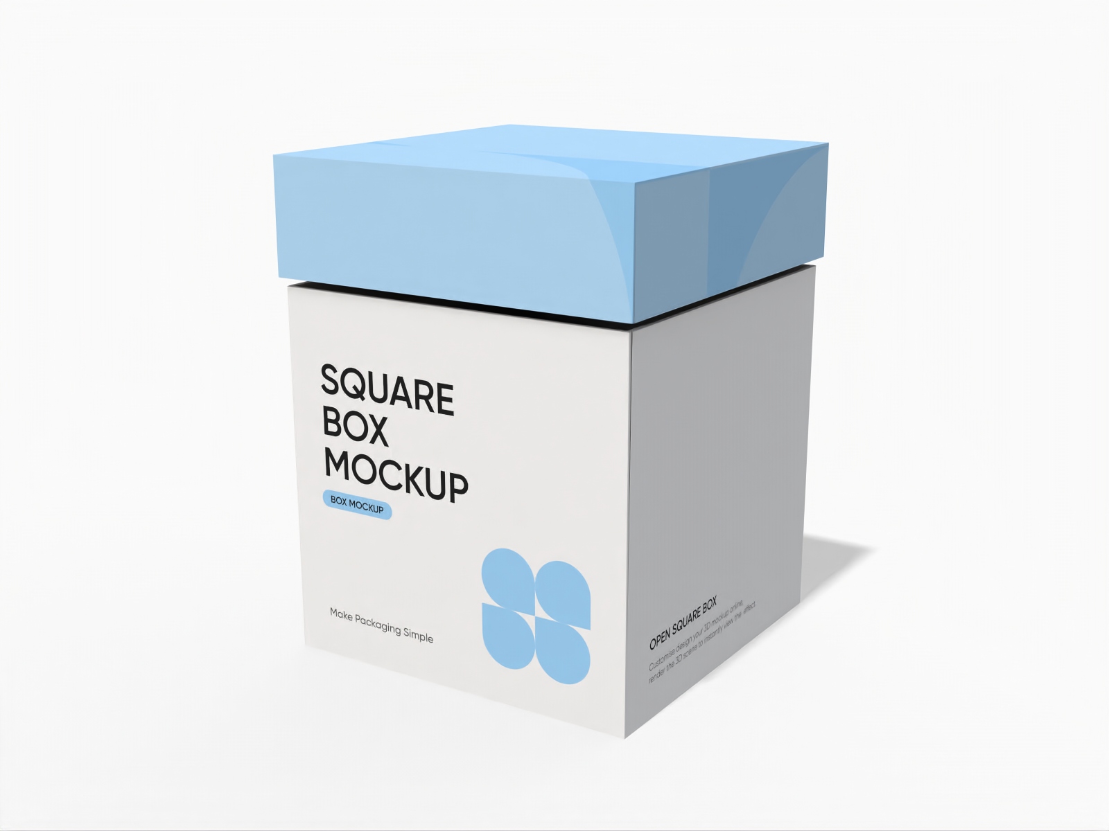 Square gift box with lid mockup Square gift box with lid mockup