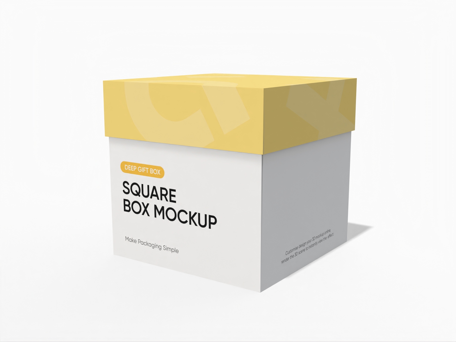 Square gift box with lid mockup