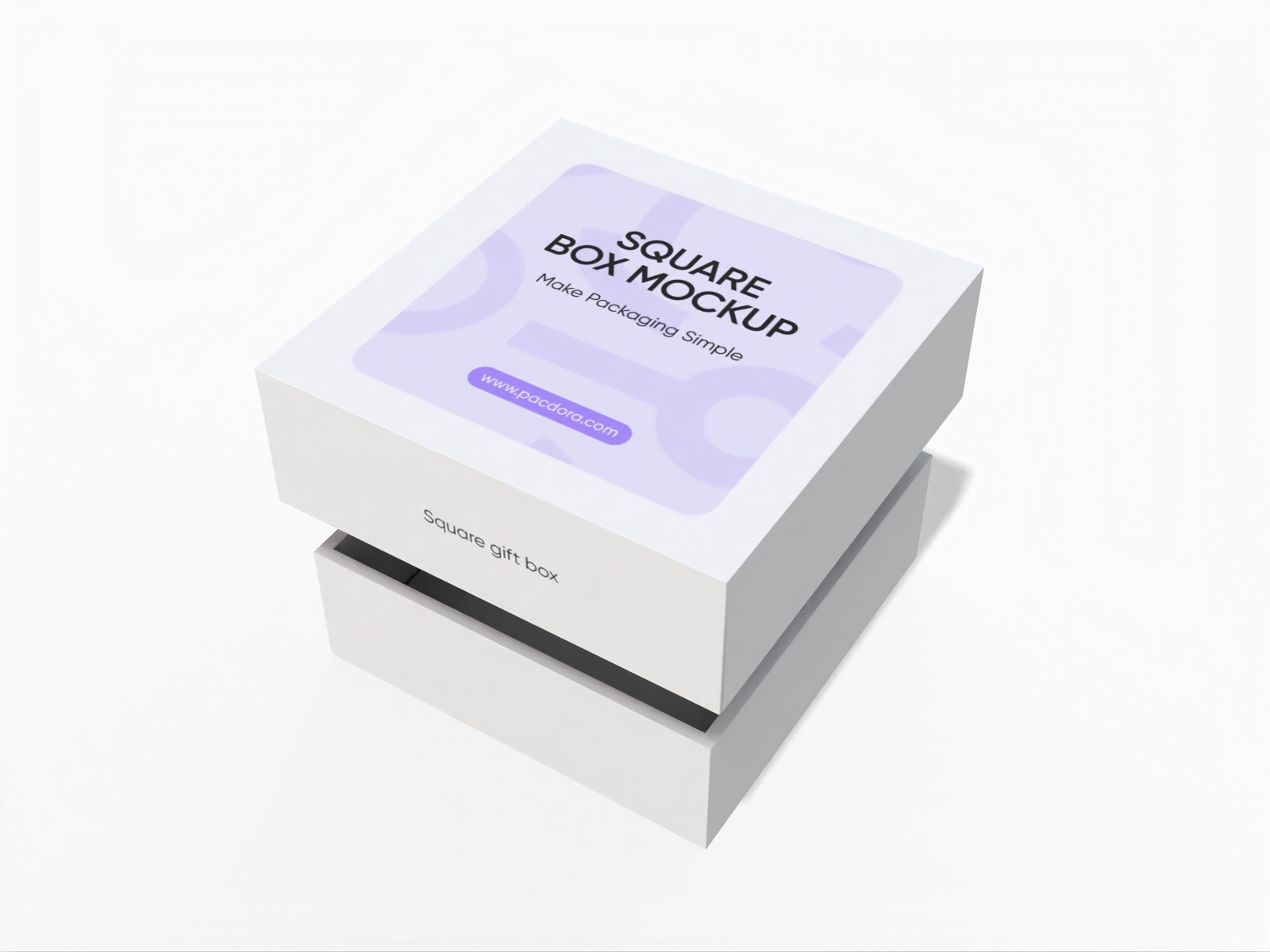 Open flat square box mockup