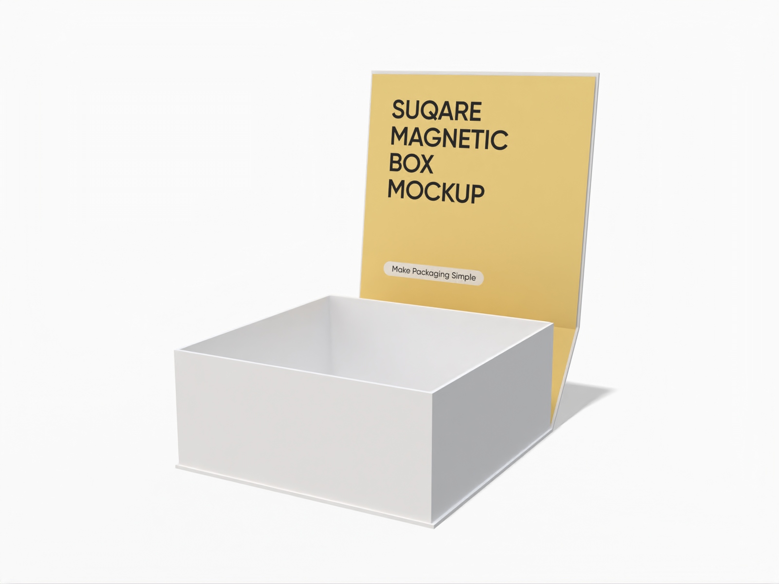 Open square magnetic gift box mockup