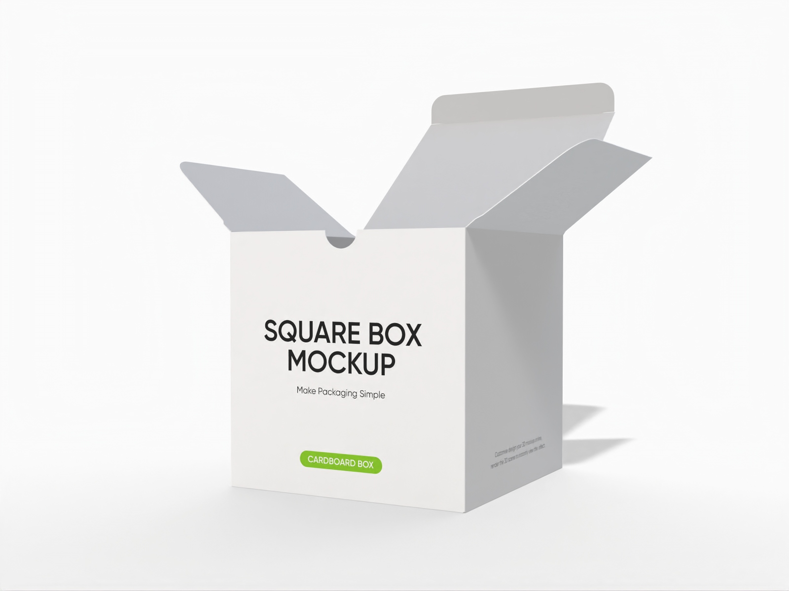 Tuck end open square box mockup