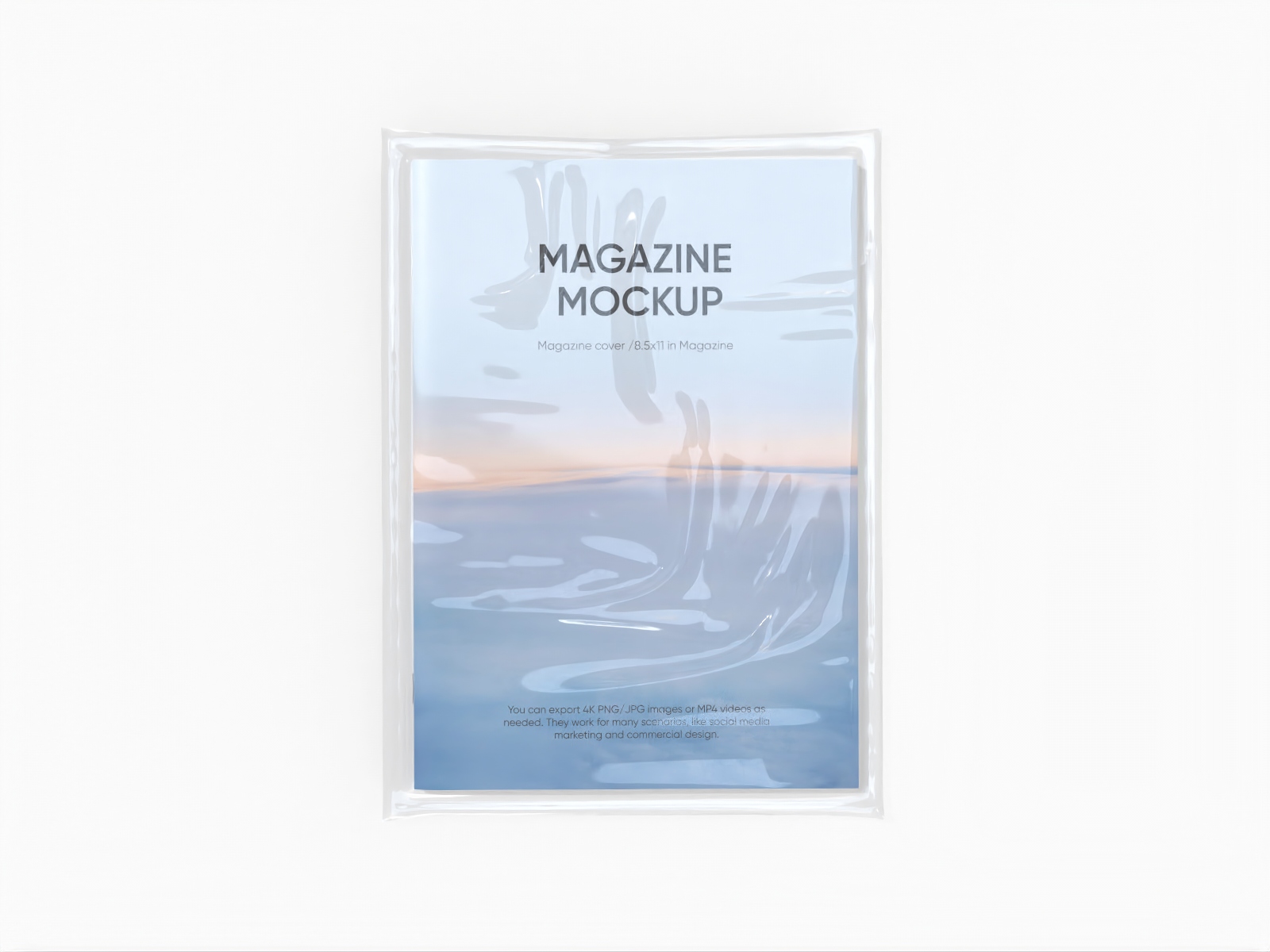 Transparent plastic wrapped magazine mockup