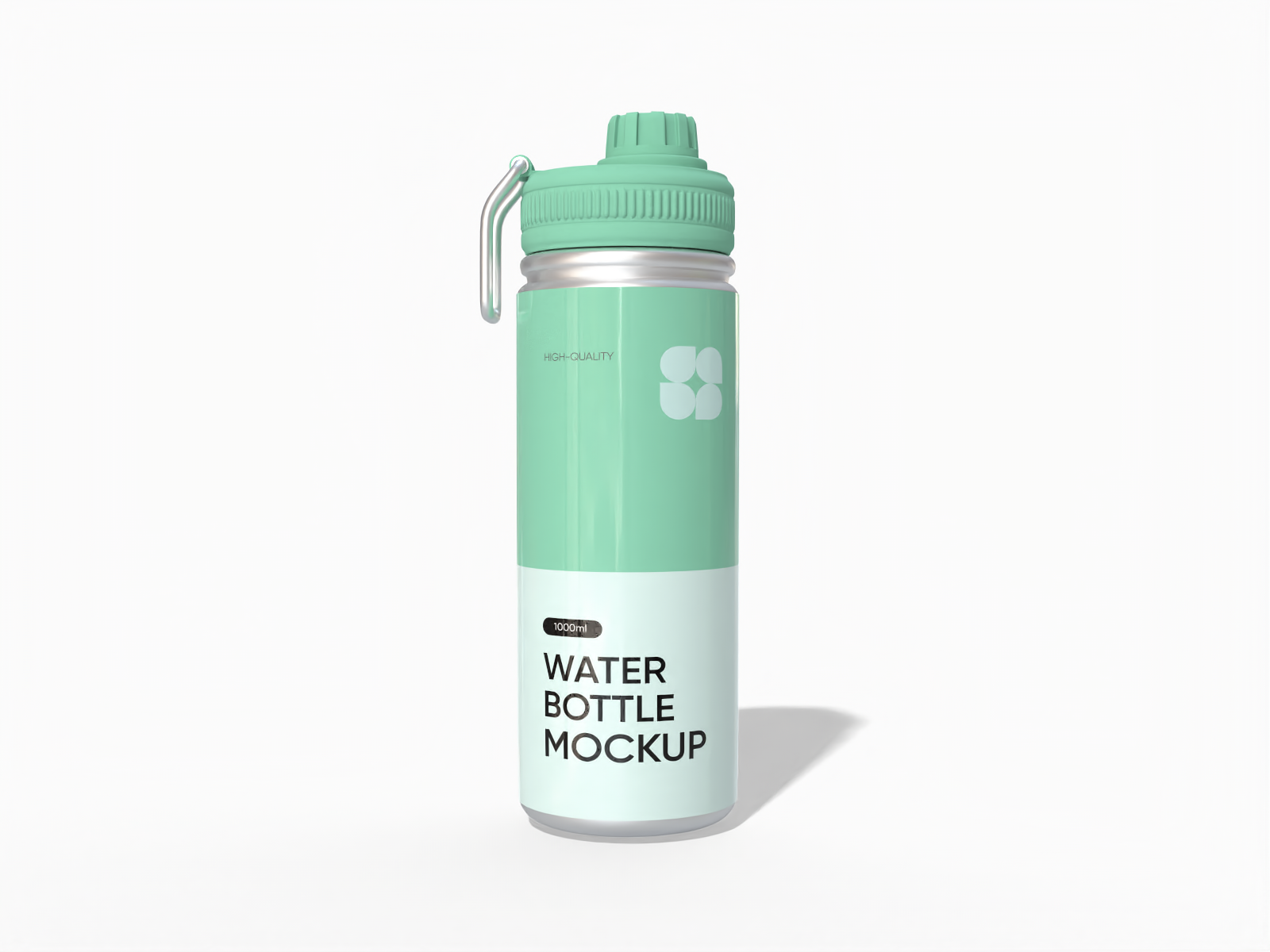 Glossy sport bottle with handle mockup