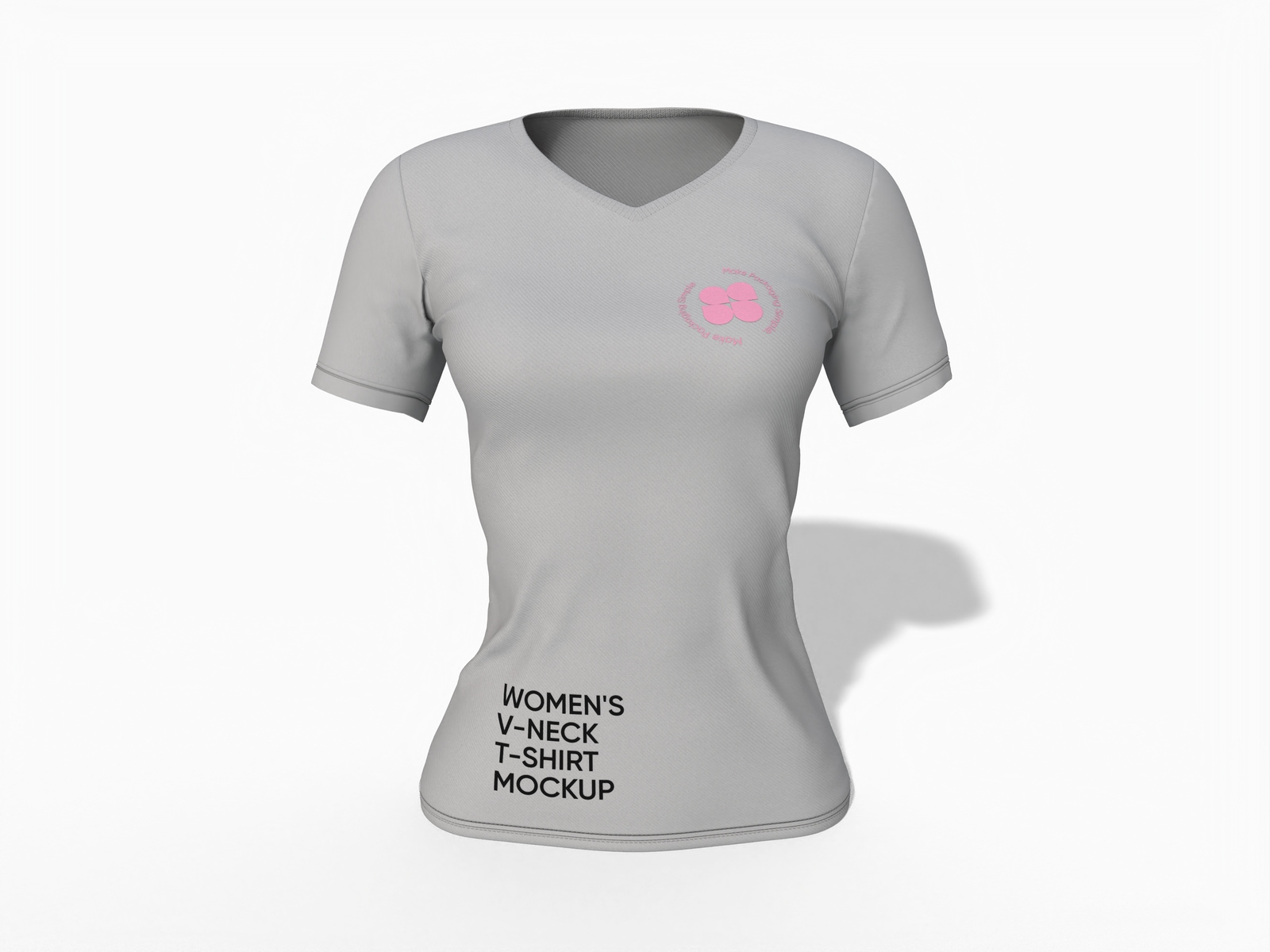 Women's slim-fit v neck t shirt mockup
