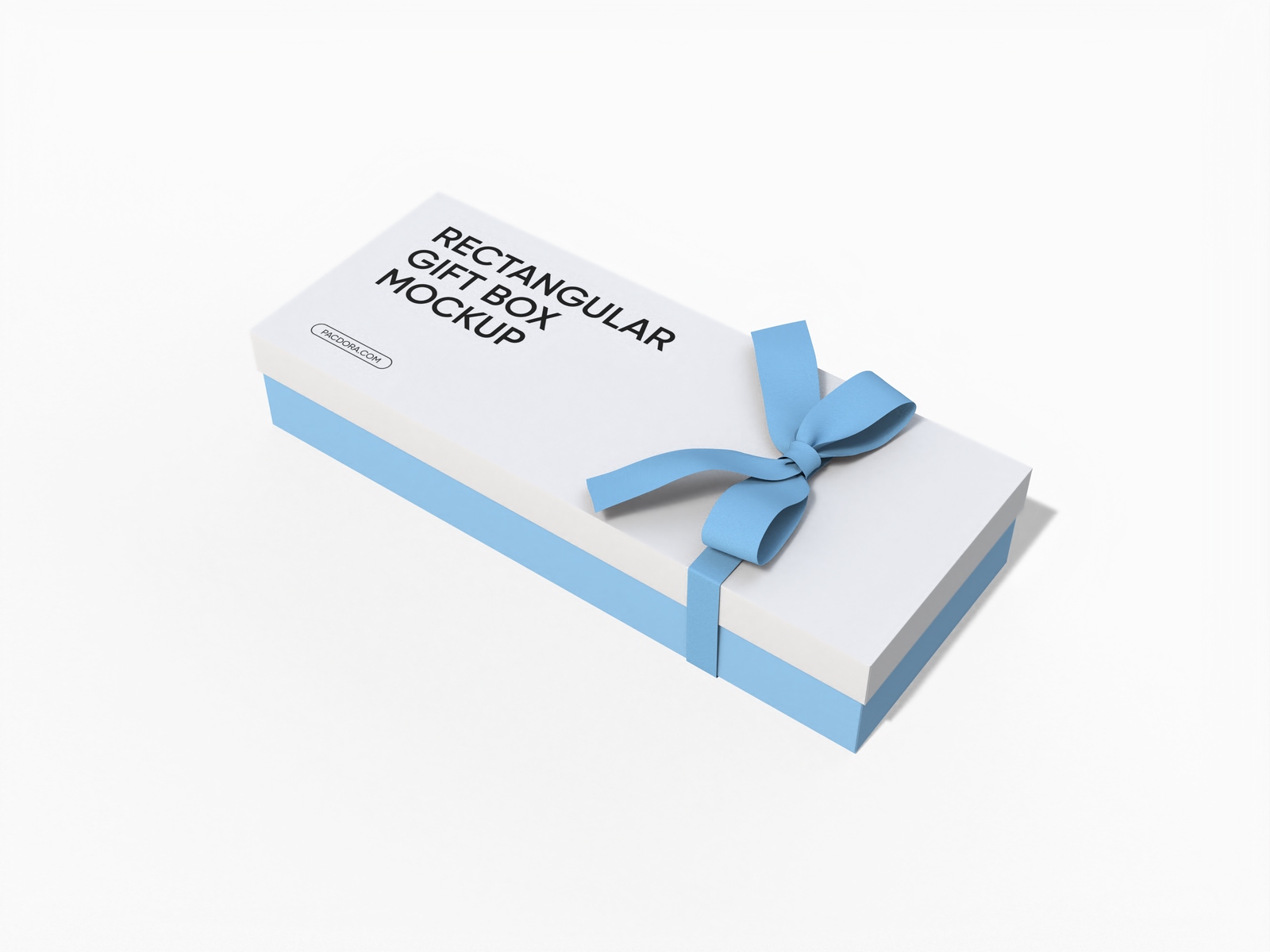 Rectangular gift box with ribbon mockup
