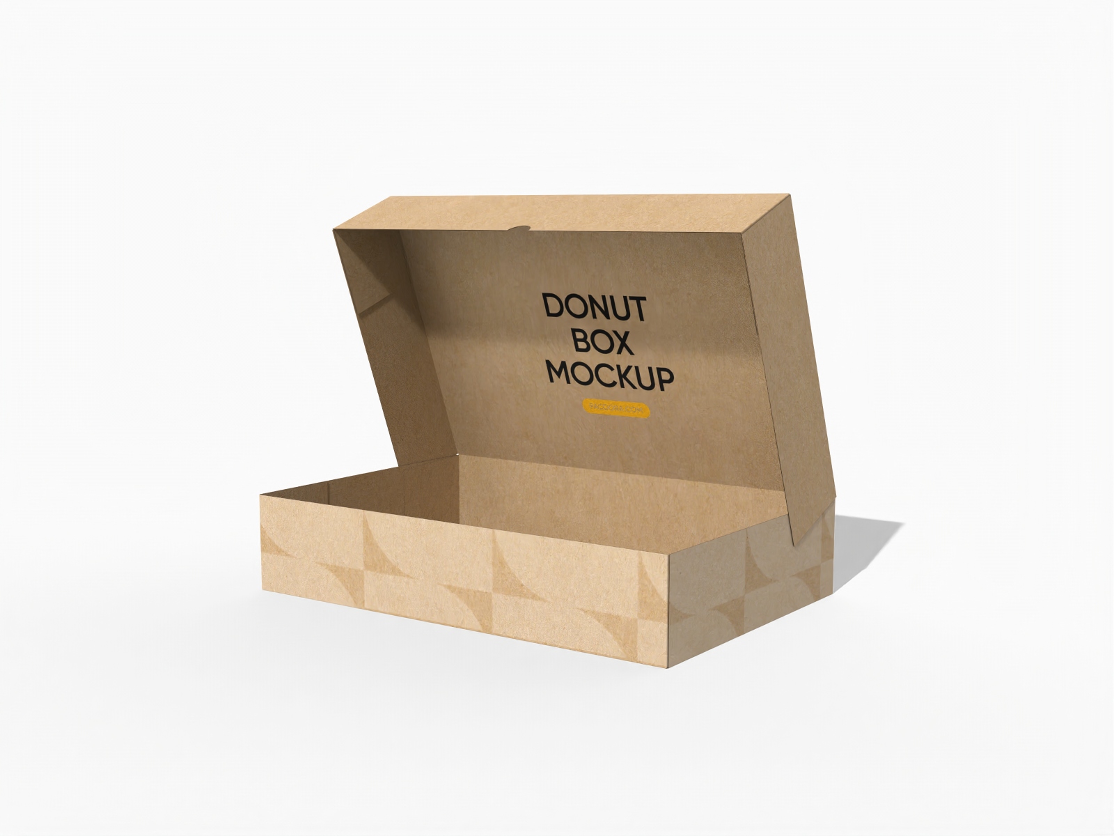 Flip top open donut box mockup