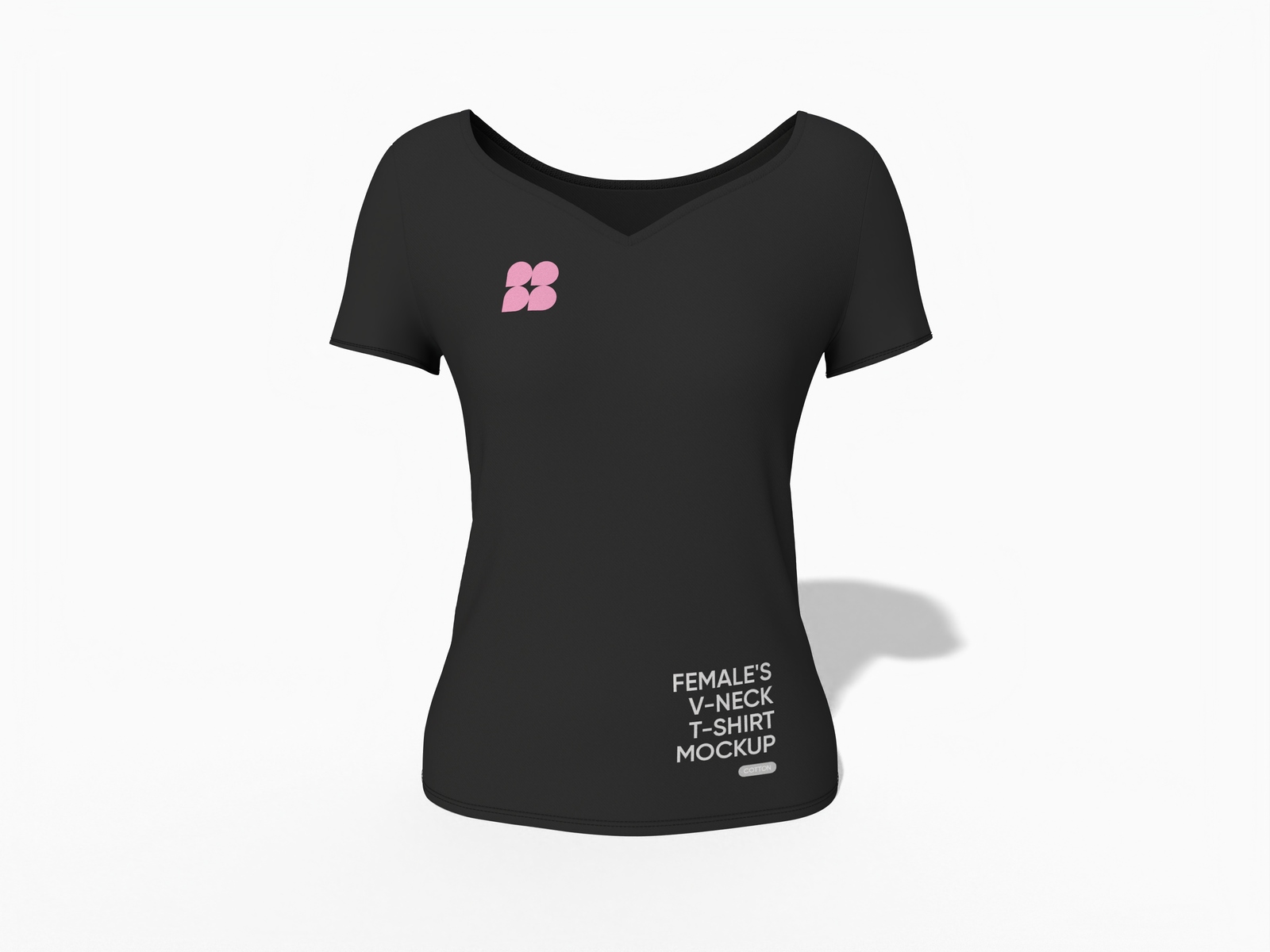 Female's black v-neck t-shirt mockup