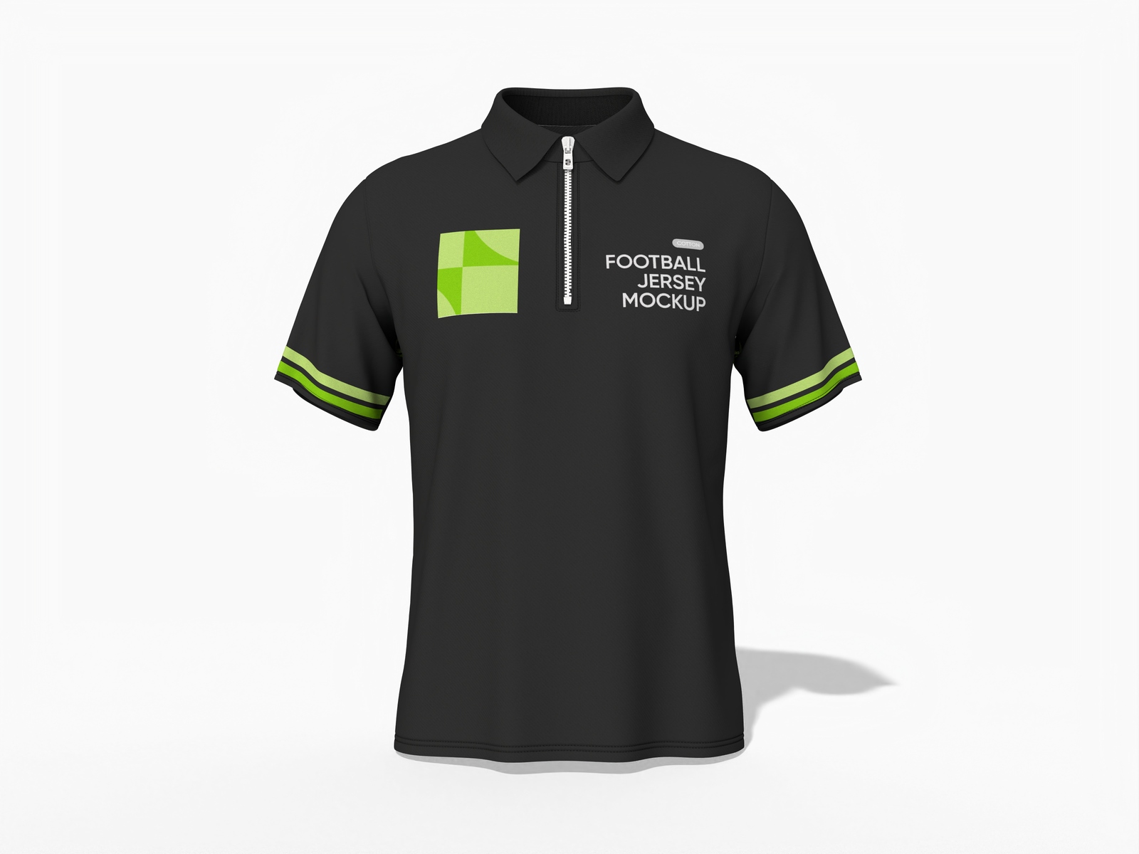 Black football jersey with zipper polo shirt mockup