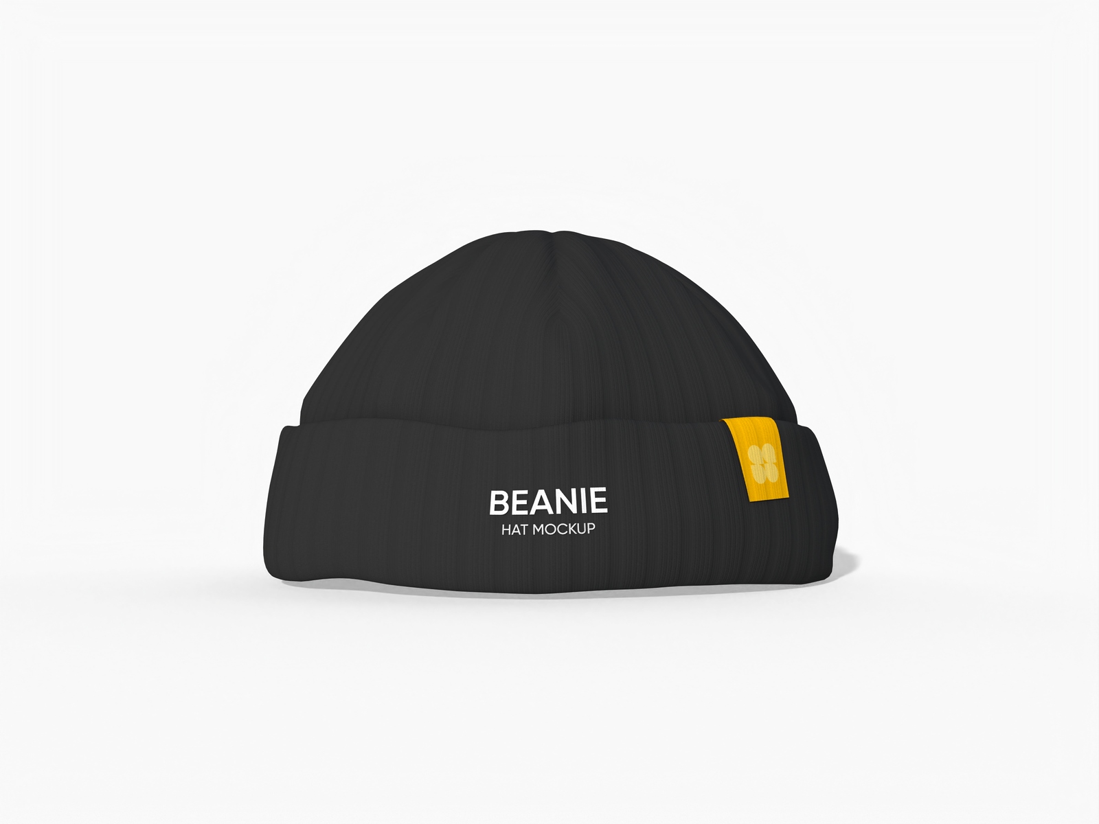 Winter knitted beanie short hat mockup