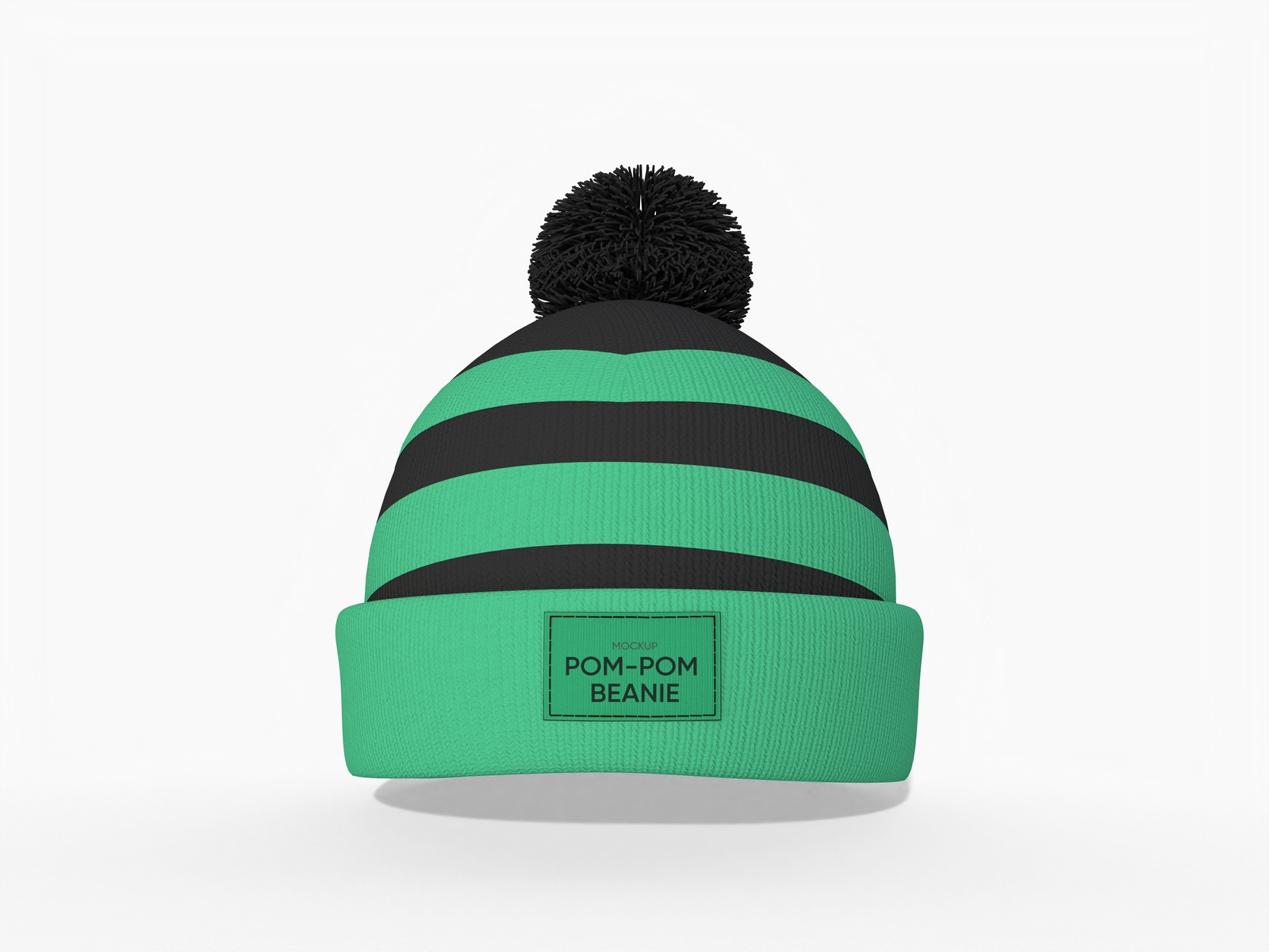 Pom-Pom beanie winter hat mockup