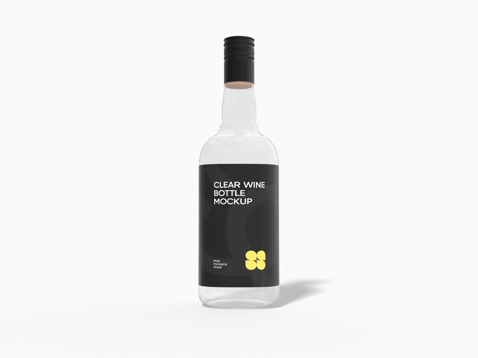 Clear wine bottle mockup