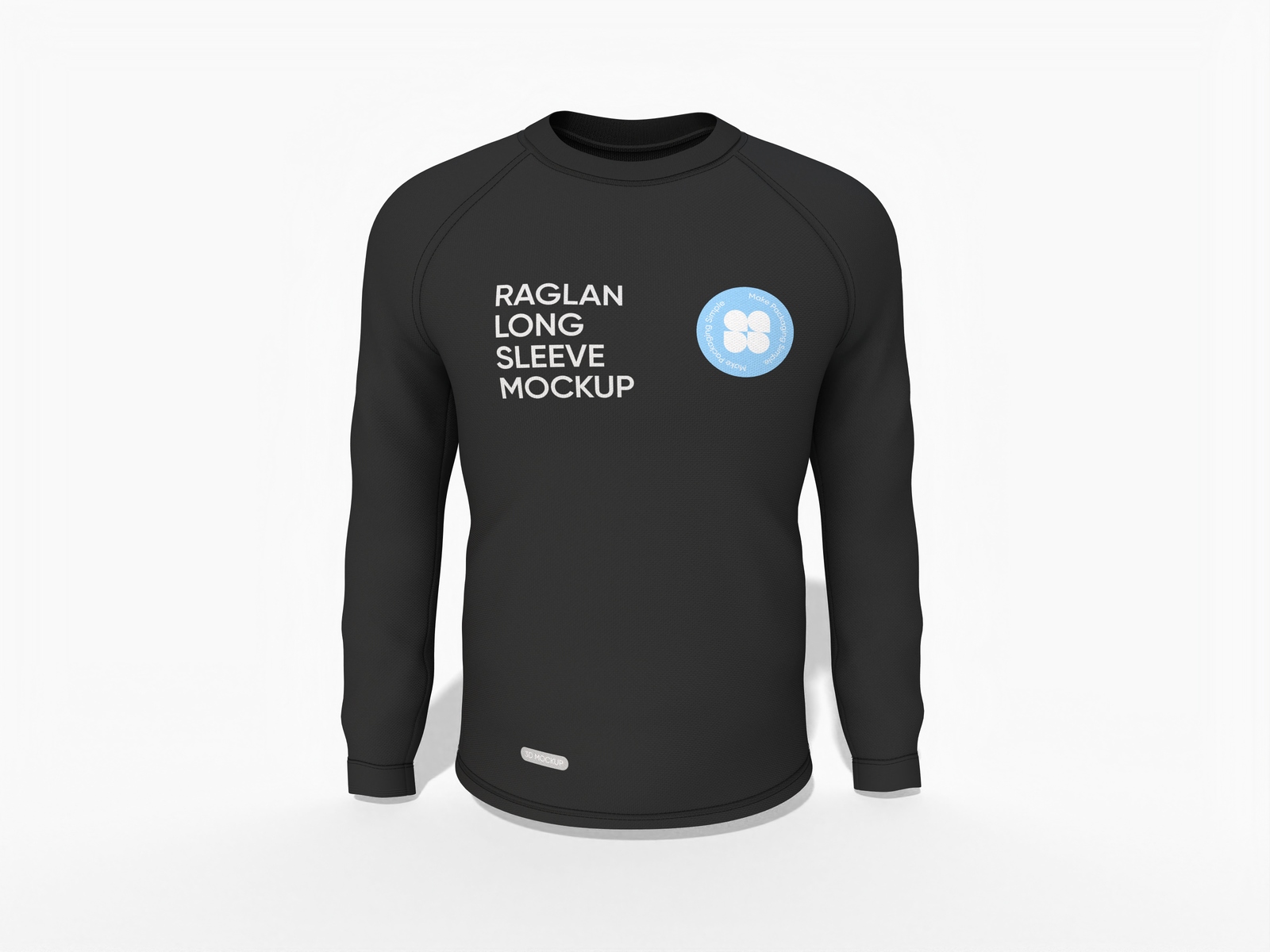 Mockup de camisola preta de manga comprida raglan com gola redonda