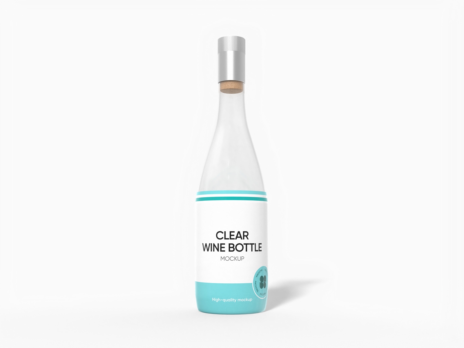Clear glass wine bottle mockup