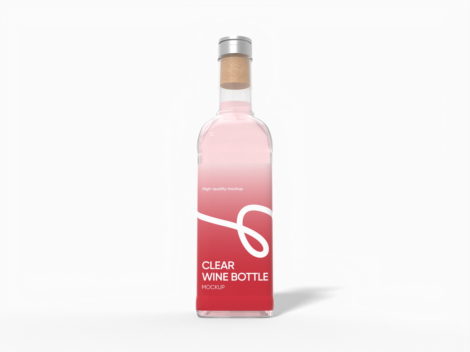 Glass wine bottle mockup